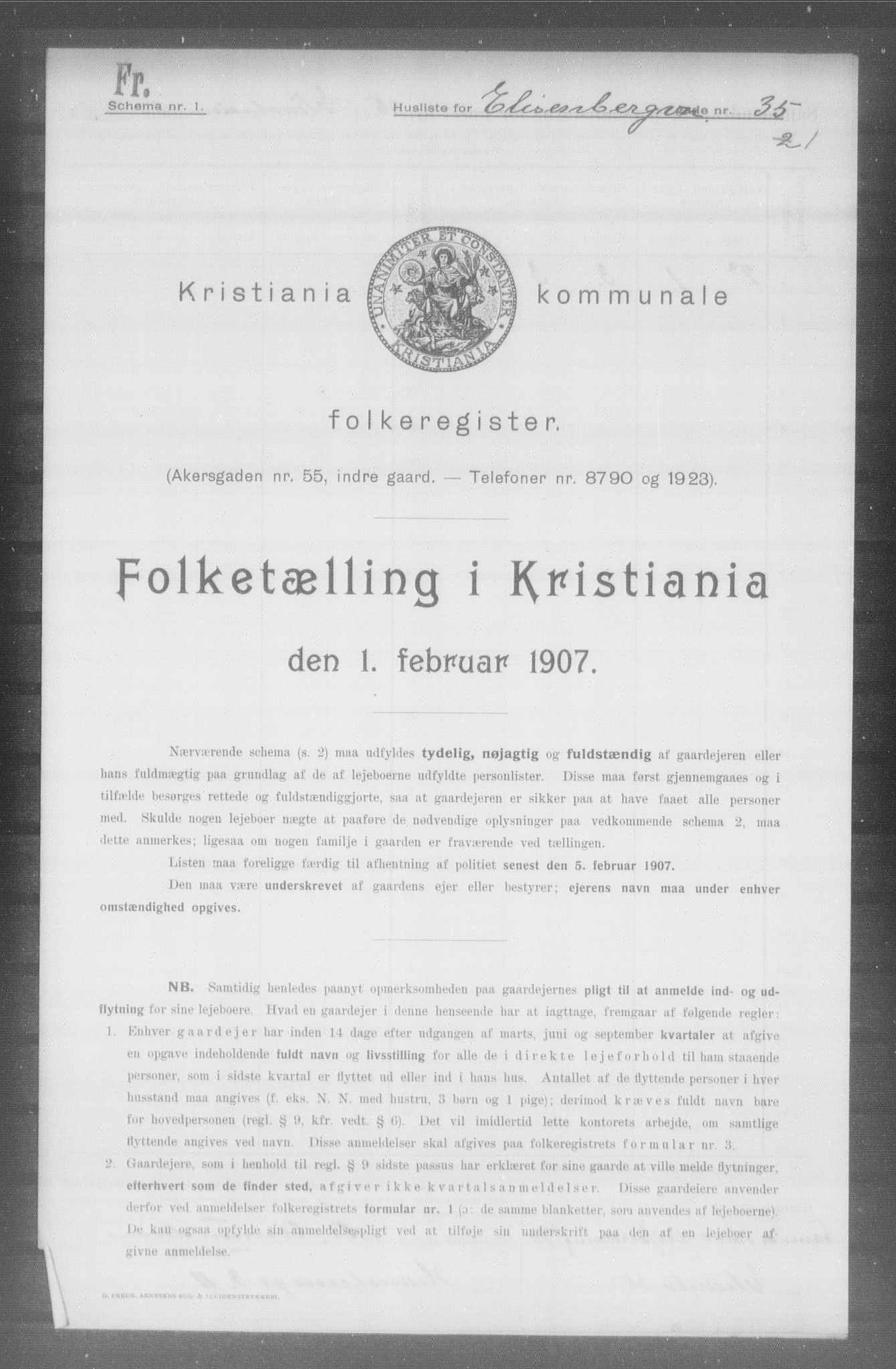 OBA, Municipal Census 1907 for Kristiania, 1907, p. 10497