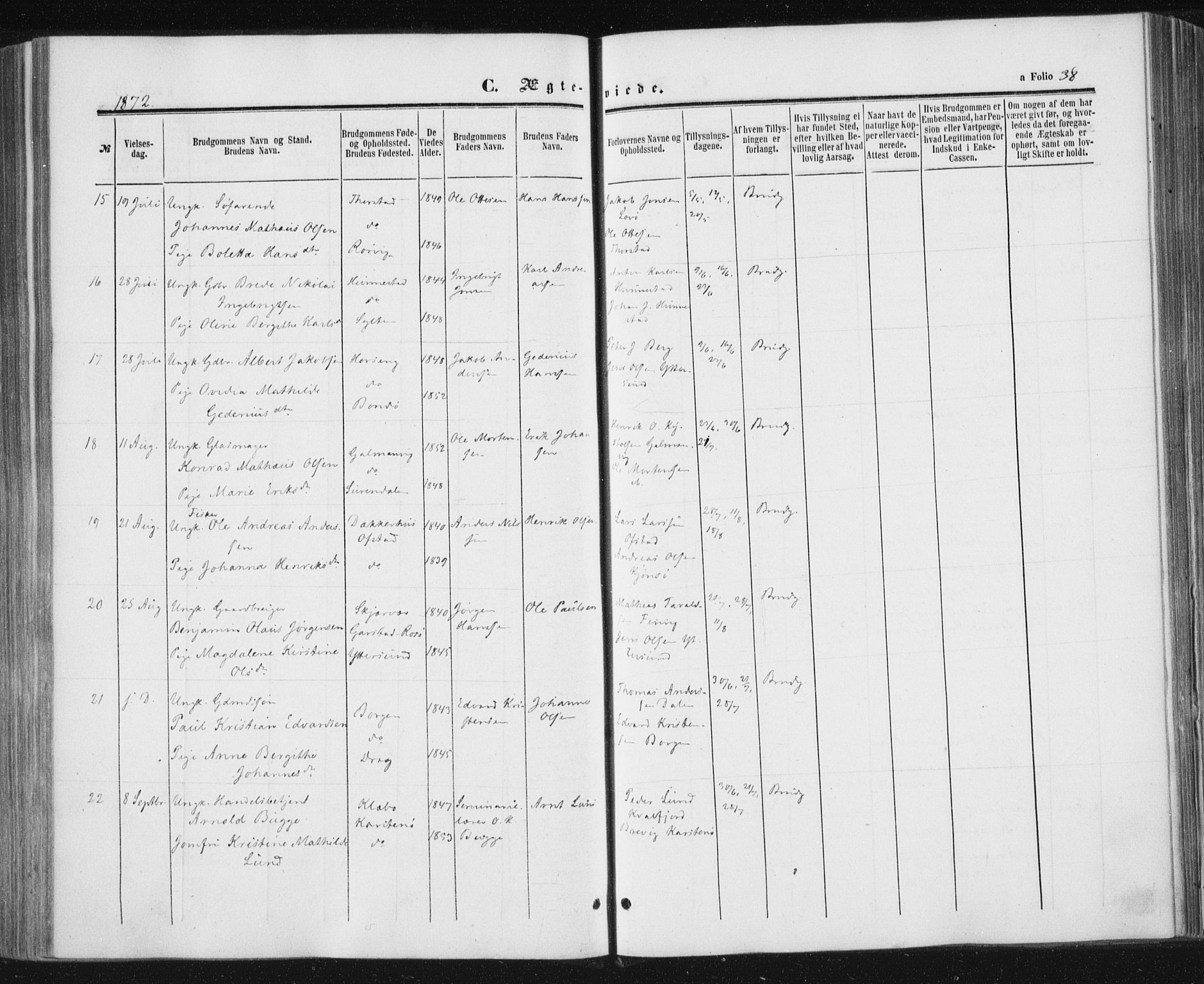 Ministerialprotokoller, klokkerbøker og fødselsregistre - Nord-Trøndelag, AV/SAT-A-1458/784/L0670: Parish register (official) no. 784A05, 1860-1876, p. 38