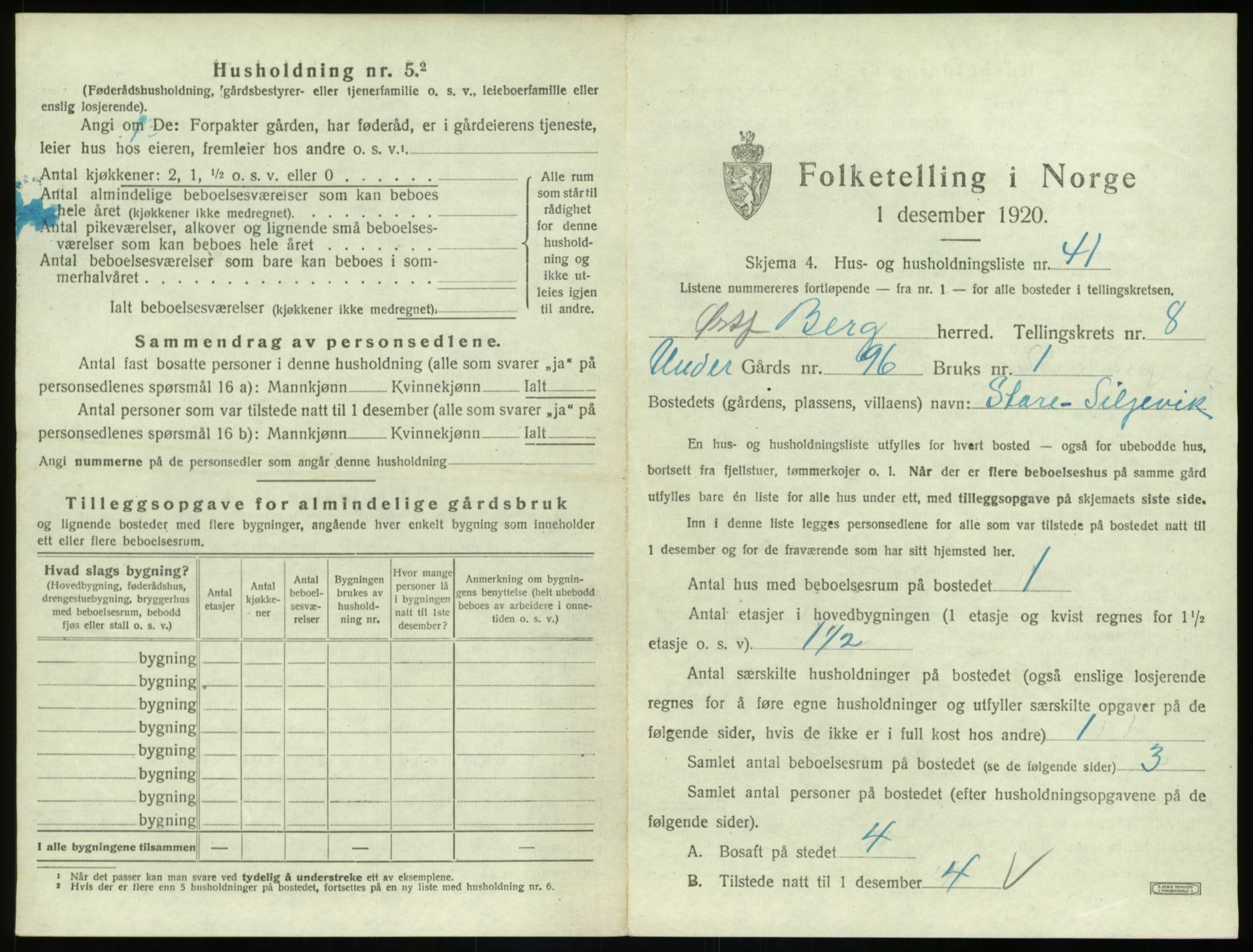 SAO, 1920 census for Berg, 1920, p. 1904