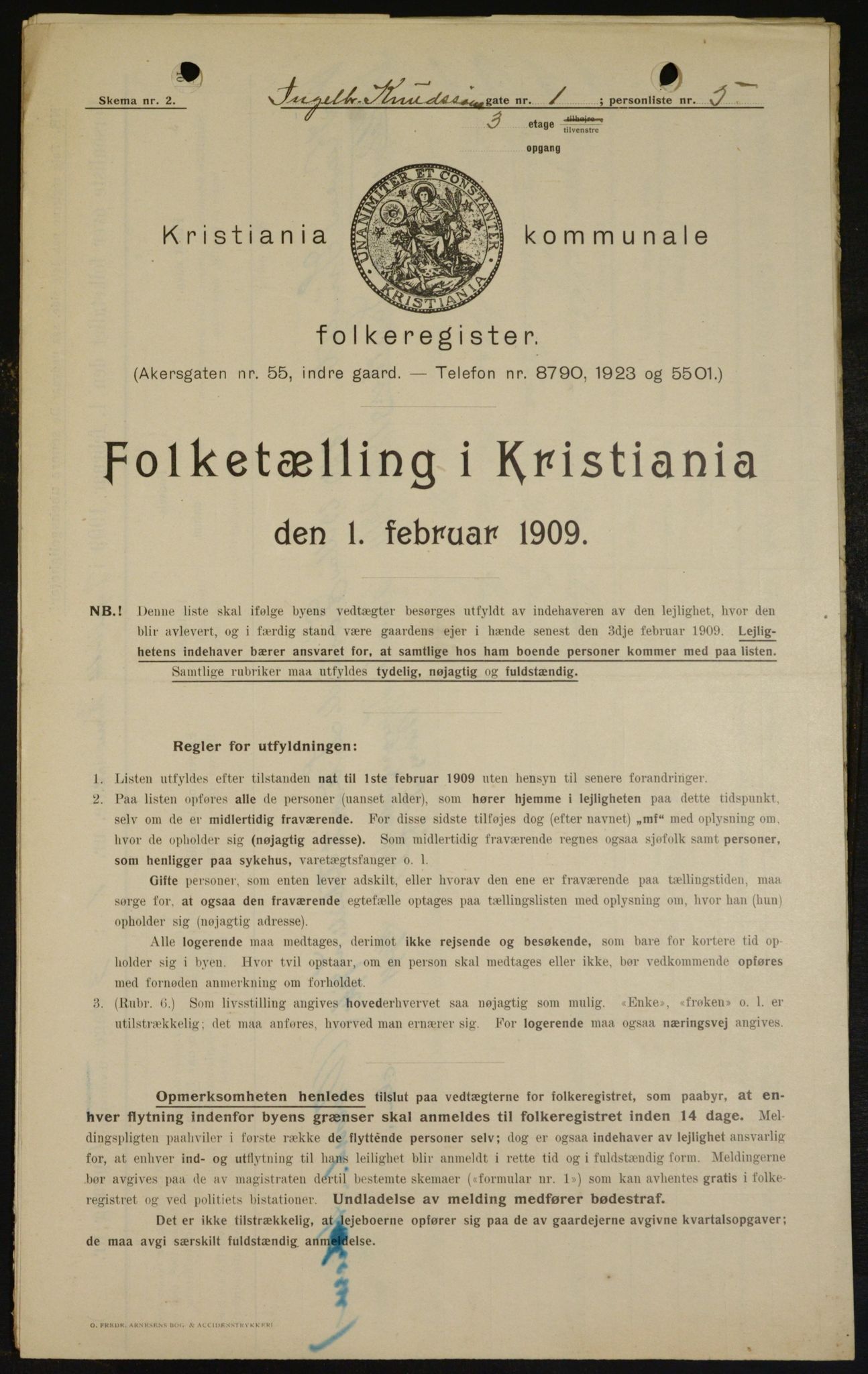 OBA, Municipal Census 1909 for Kristiania, 1909, p. 40048