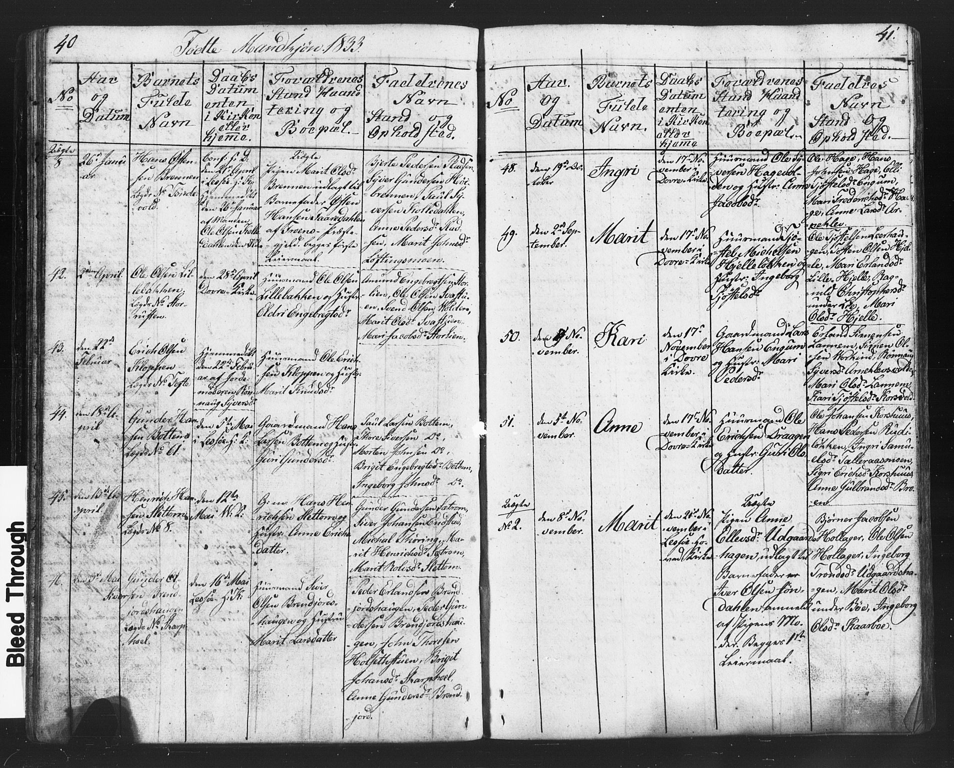 Lesja prestekontor, SAH/PREST-068/H/Ha/Hab/L0002: Parish register (copy) no. 2, 1832-1850, p. 40-41