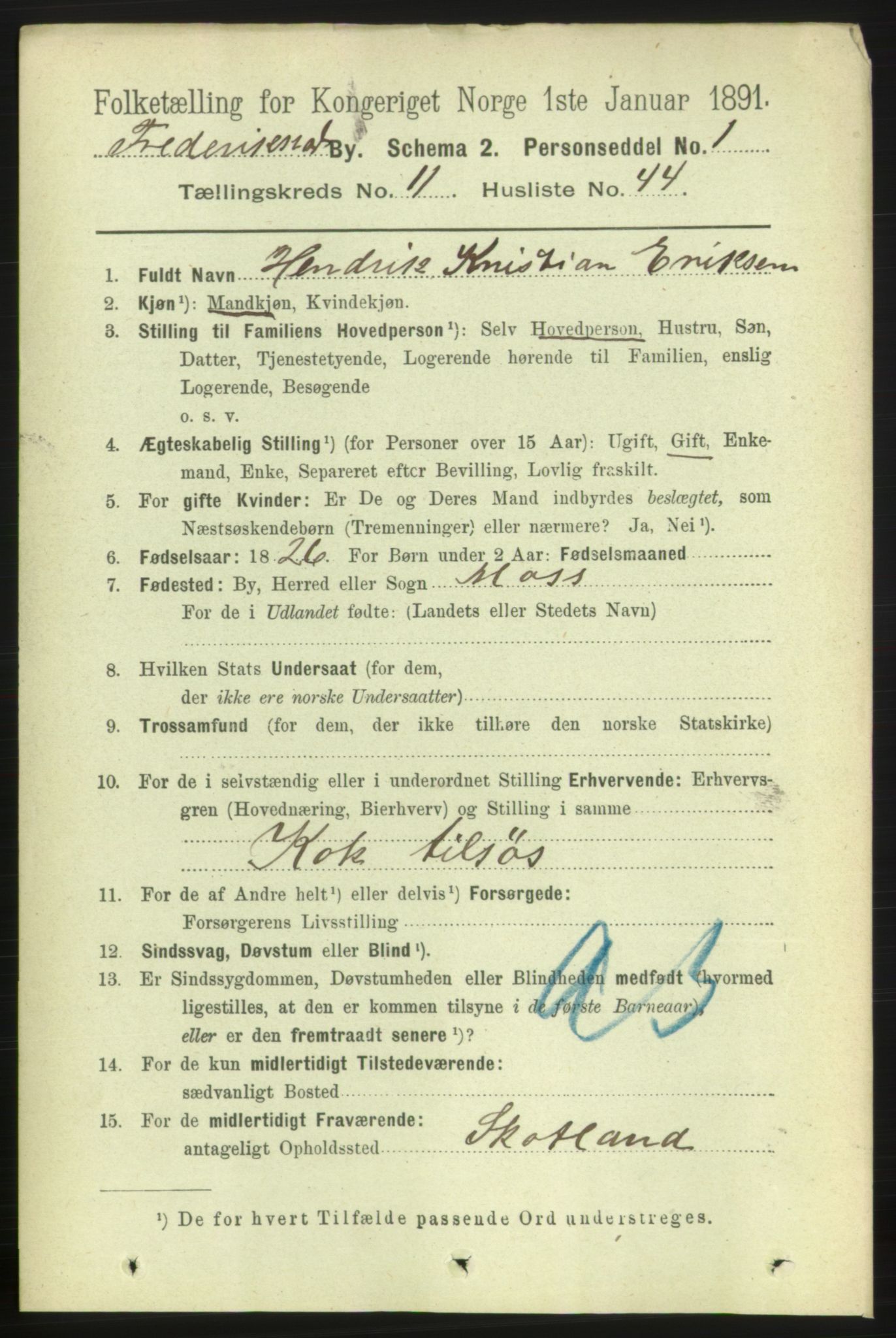 RA, 1891 census for 0103 Fredrikstad, 1891, p. 13088