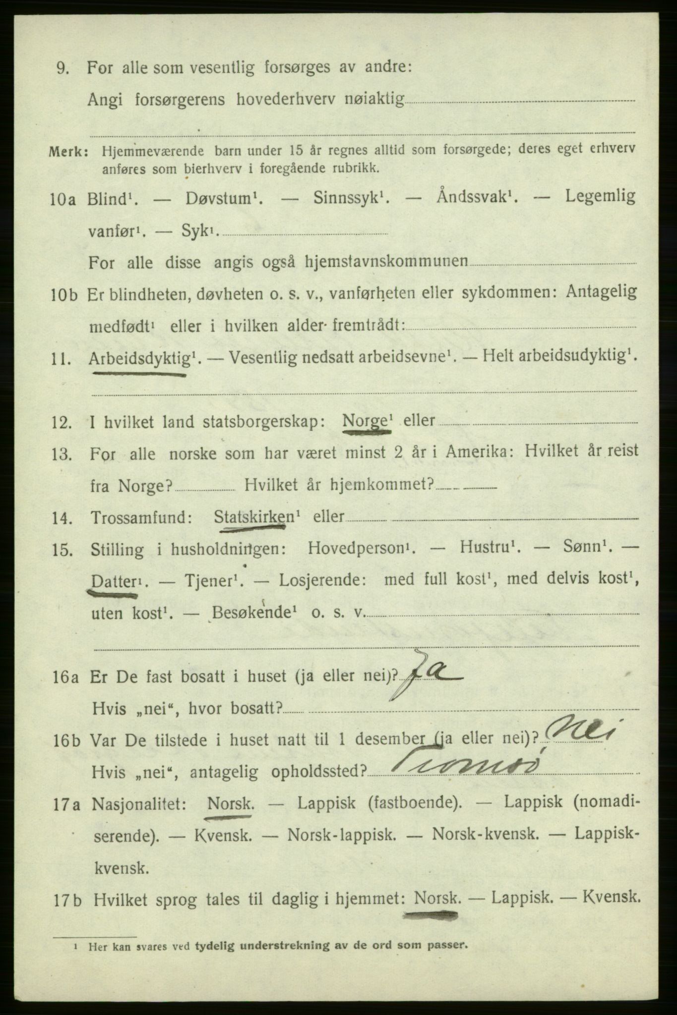 SATØ, 1920 census for Hasvik, 1920, p. 2336