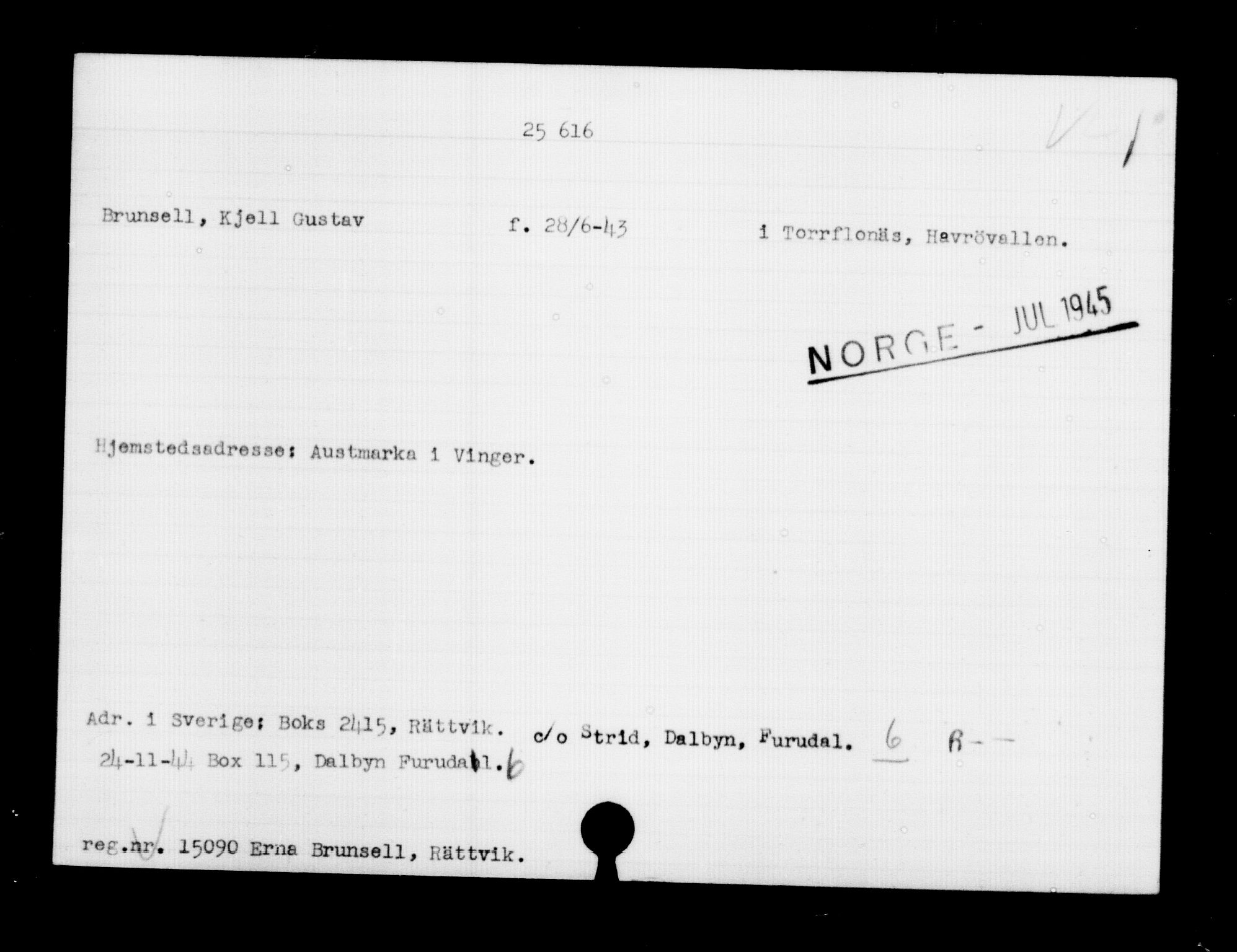 Den Kgl. Norske Legasjons Flyktningskontor, AV/RA-S-6753/V/Va/L0011: Kjesäterkartoteket.  Flyktningenr. 25300-28349, 1940-1945, p. 330