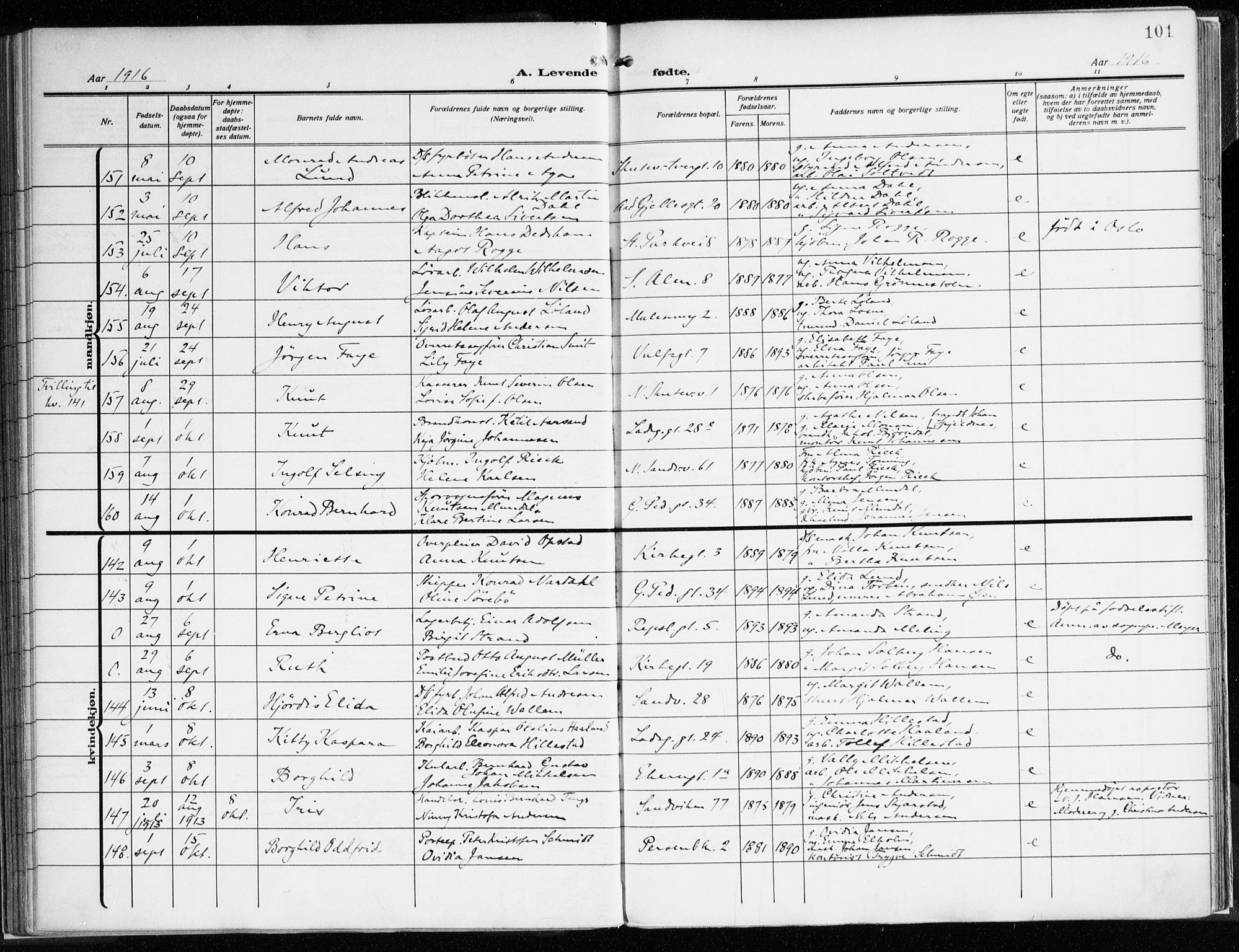 Sandviken Sokneprestembete, AV/SAB-A-77601/H/Ha/L0007: Parish register (official) no. B 4, 1912-1924, p. 101