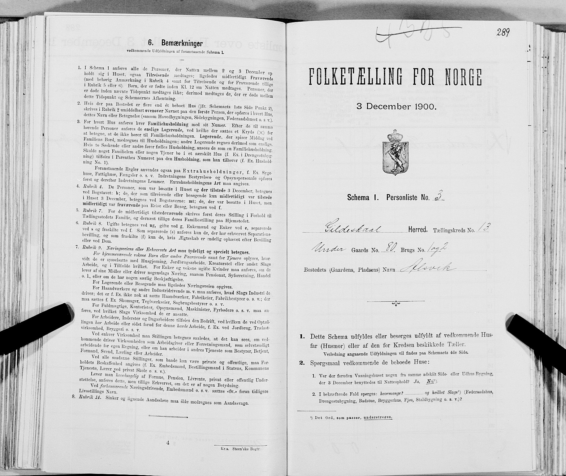 SAT, 1900 census for Gildeskål, 1900, p. 1272