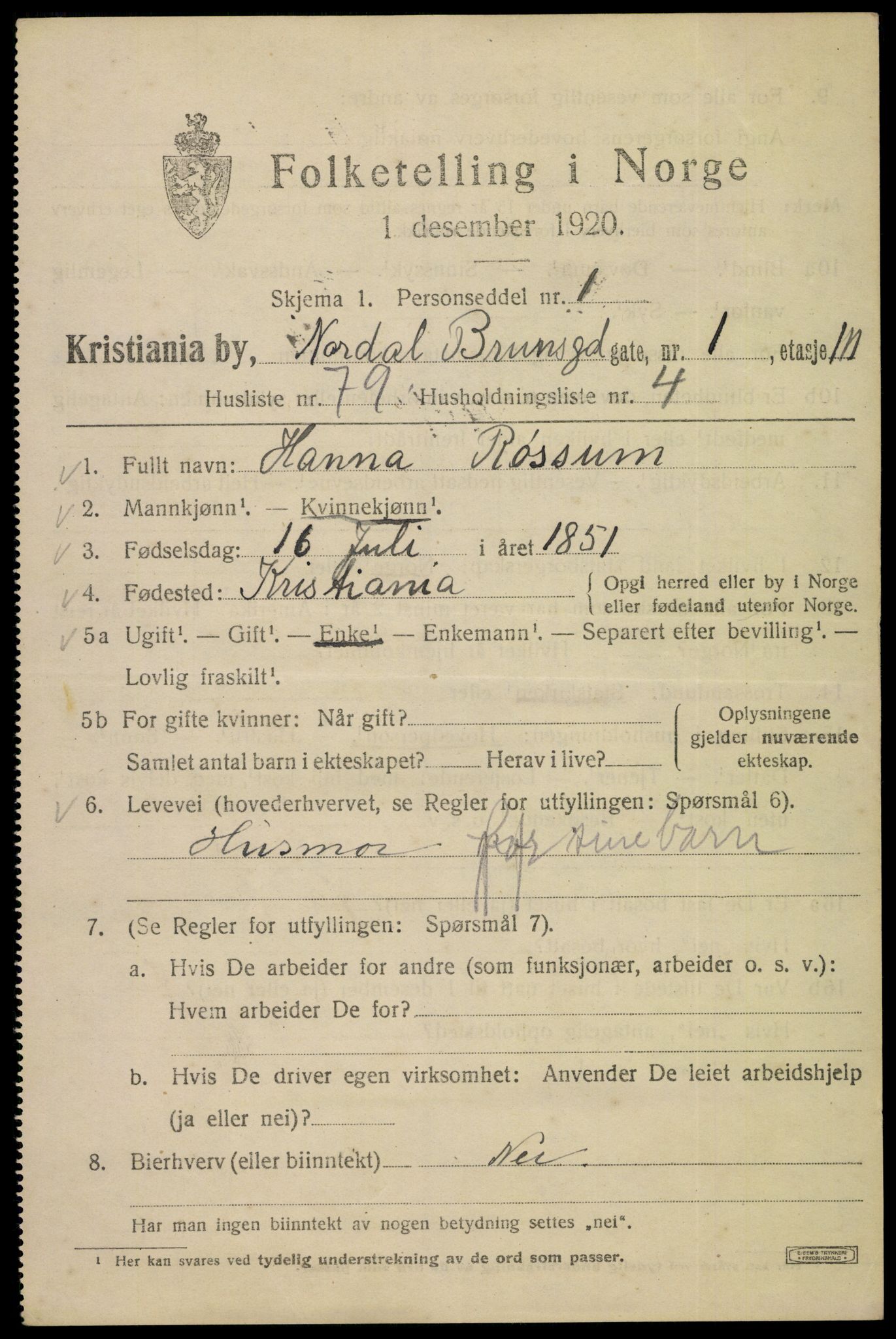 SAO, 1920 census for Kristiania, 1920, p. 420929