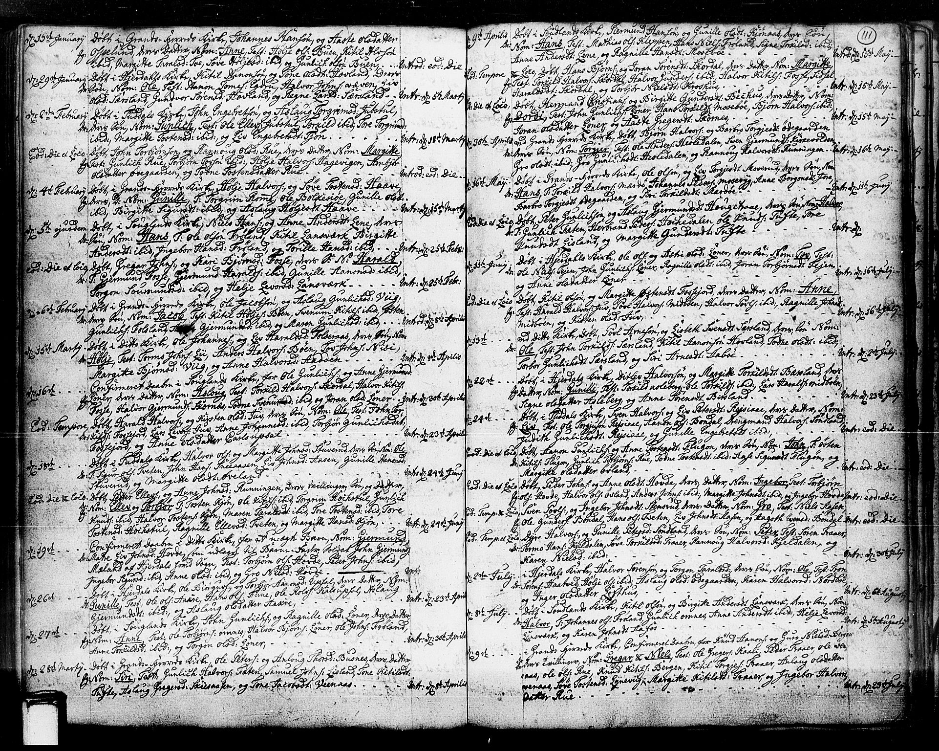 Hjartdal kirkebøker, AV/SAKO-A-270/F/Fa/L0003: Parish register (official) no. I 3, 1727-1775, p. 111