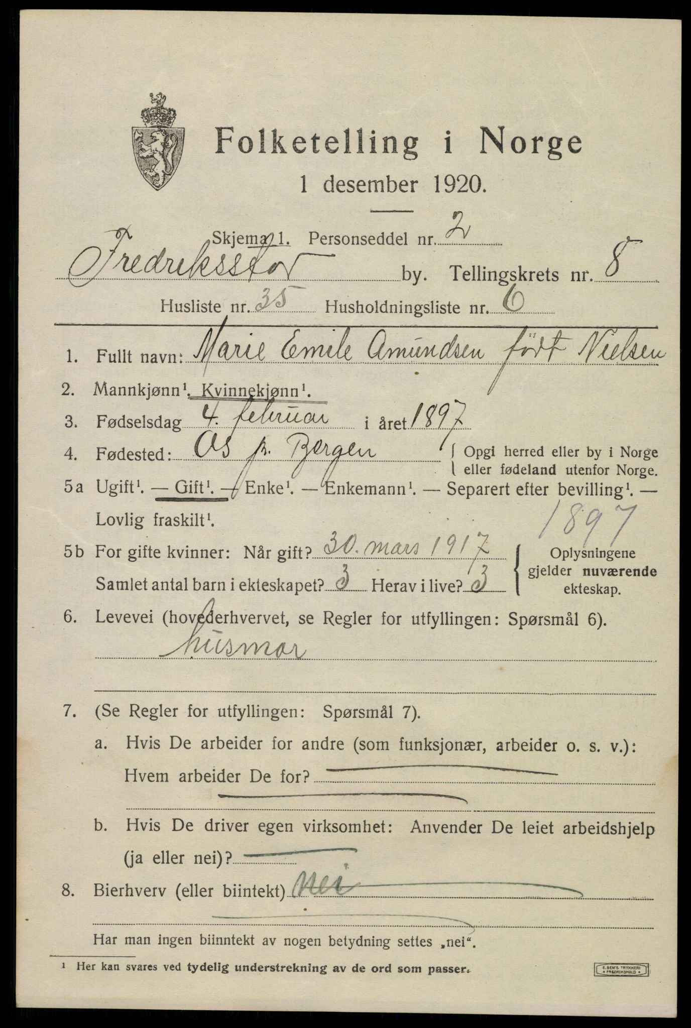 SAO, 1920 census for Fredrikstad, 1920, p. 24173