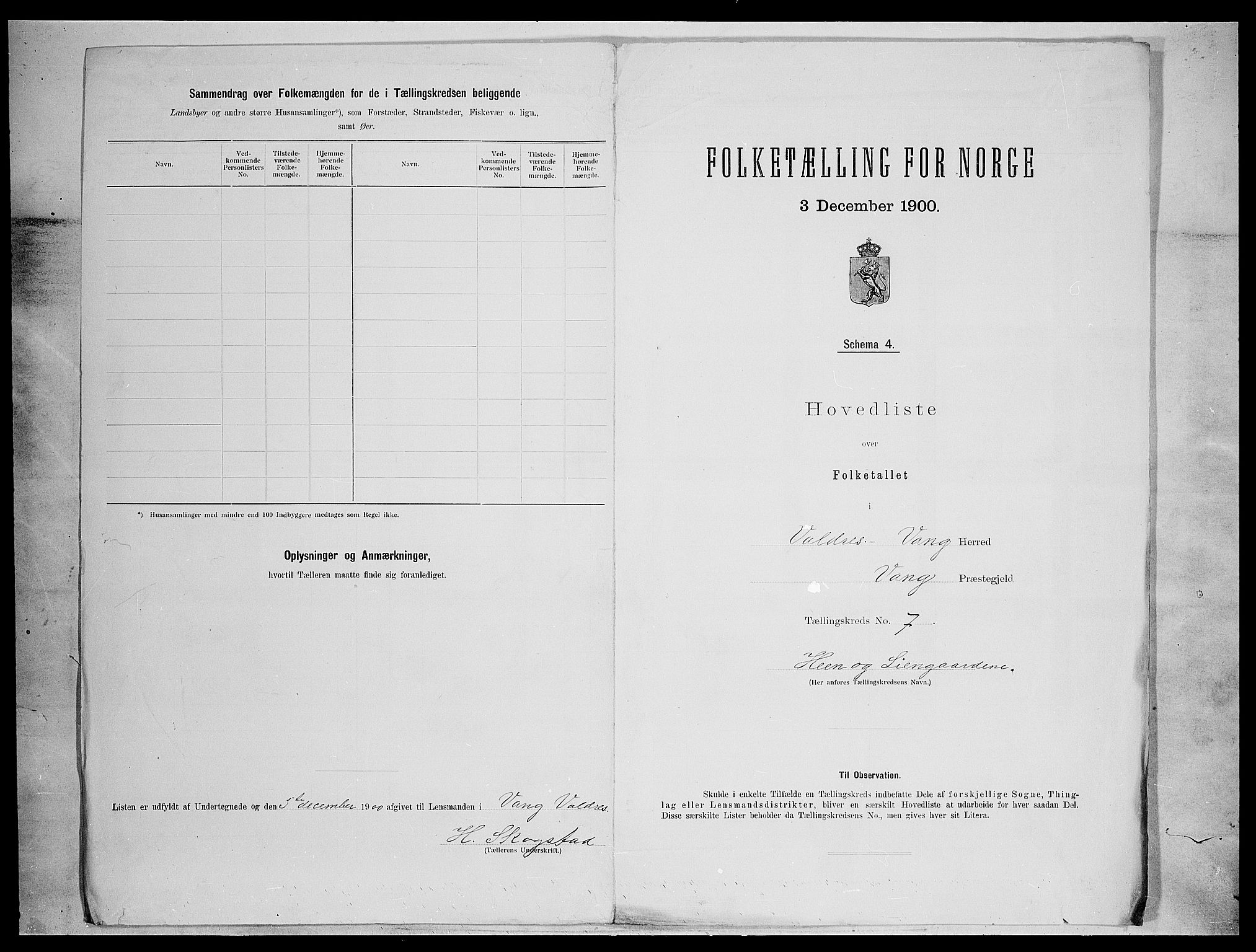 SAH, 1900 census for Vang, 1900, p. 28