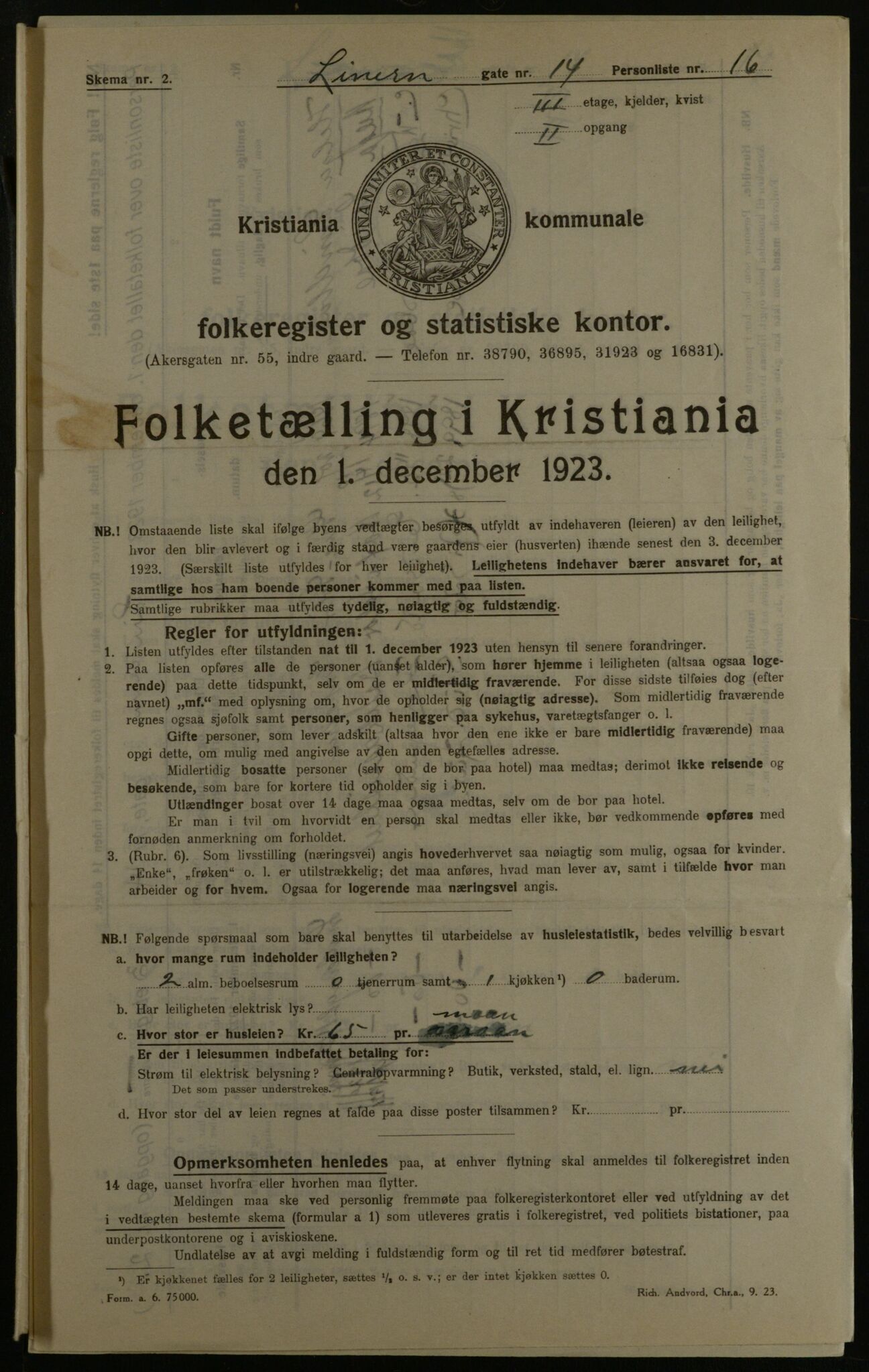 OBA, Municipal Census 1923 for Kristiania, 1923, p. 64187