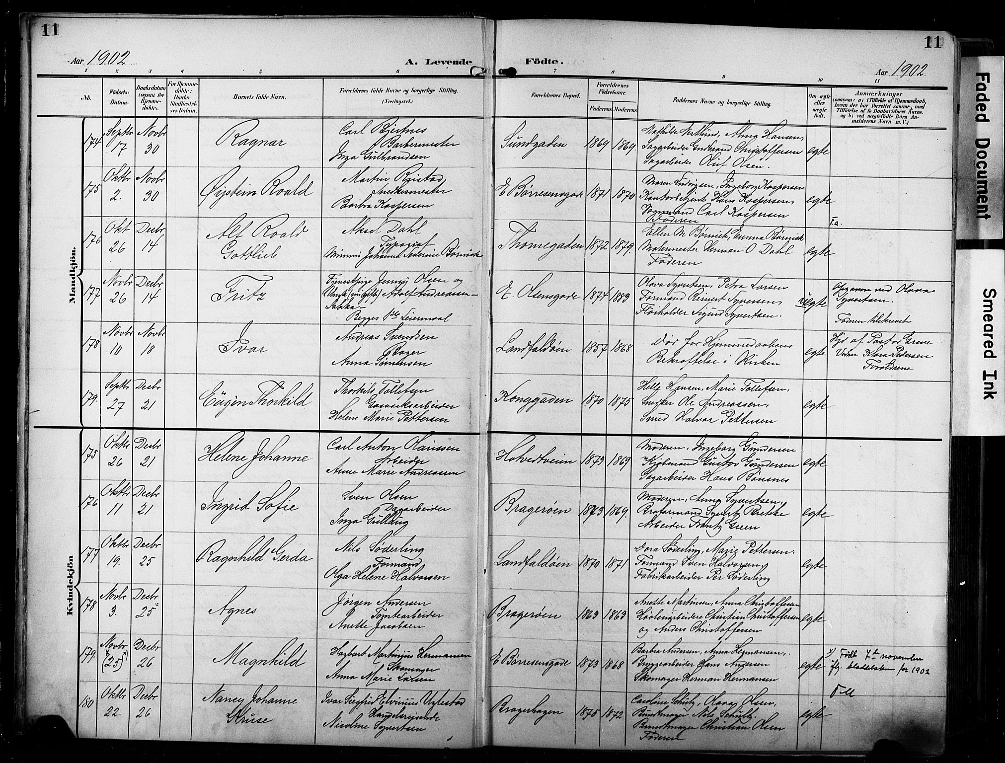 Bragernes kirkebøker, AV/SAKO-A-6/F/Fb/L0009: Parish register (official) no. II 9, 1902-1911, p. 11