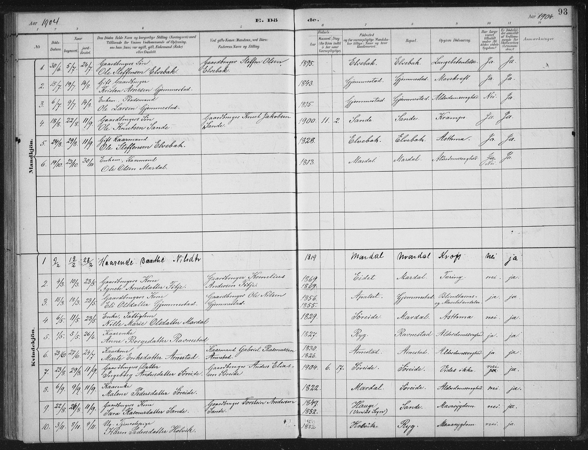 Gloppen sokneprestembete, SAB/A-80101/H/Haa/Haad/L0001: Parish register (official) no. D  1, 1885-1910, p. 93