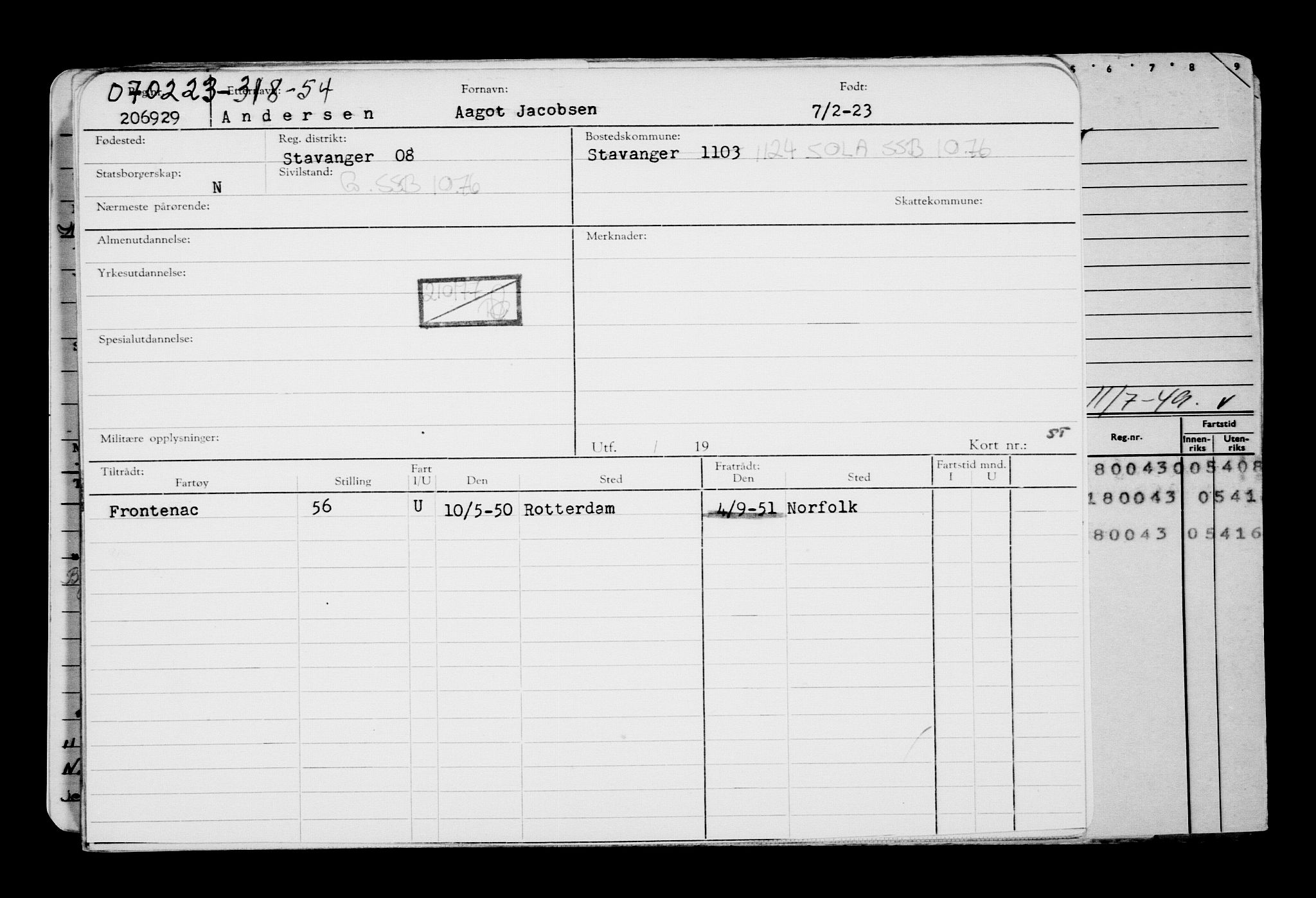 Direktoratet for sjømenn, AV/RA-S-3545/G/Gb/L0215: Hovedkort, 1923, p. 142