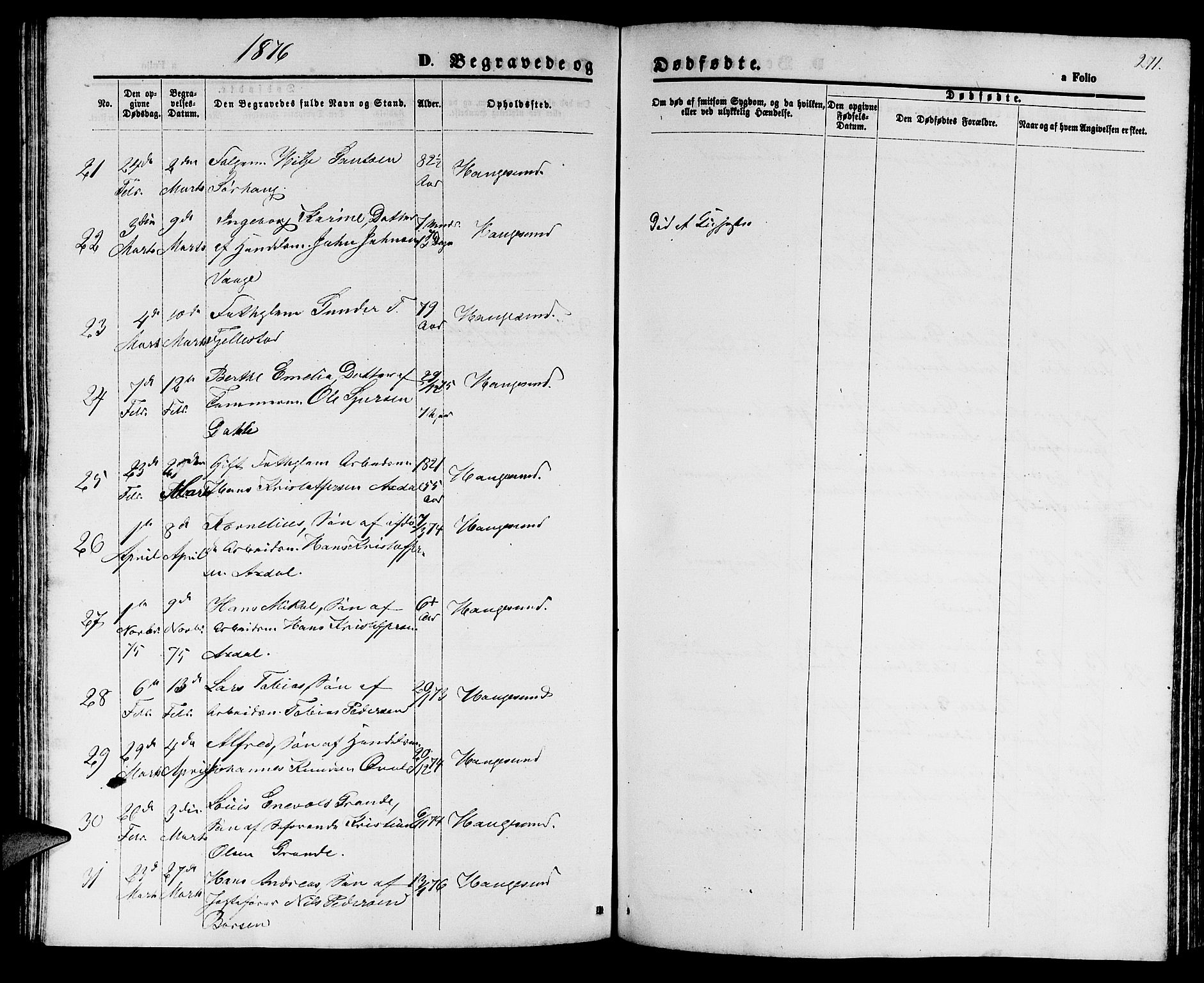 Haugesund sokneprestkontor, AV/SAST-A -101863/H/Ha/Hab/L0001: Parish register (copy) no. B 1, 1873-1881, p. 271