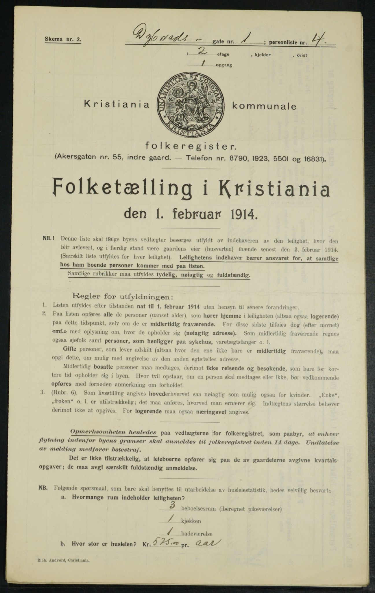 OBA, Municipal Census 1914 for Kristiania, 1914, p. 17632