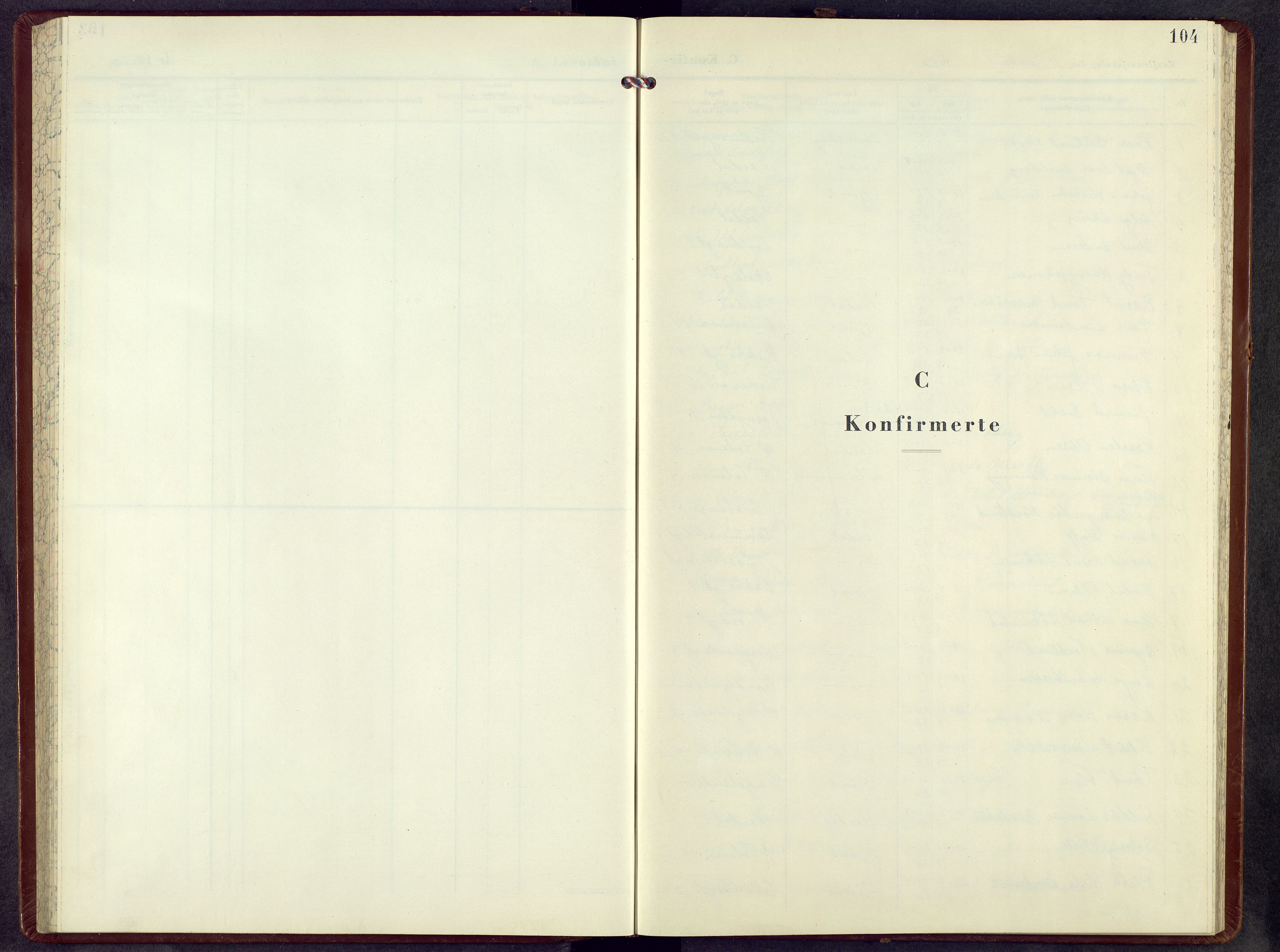 Gjøvik prestekontor, AV/SAH-PREST-098/H/Ha/Hab/L0002: Parish register (copy) no. 2, 1952-1963, p. 104