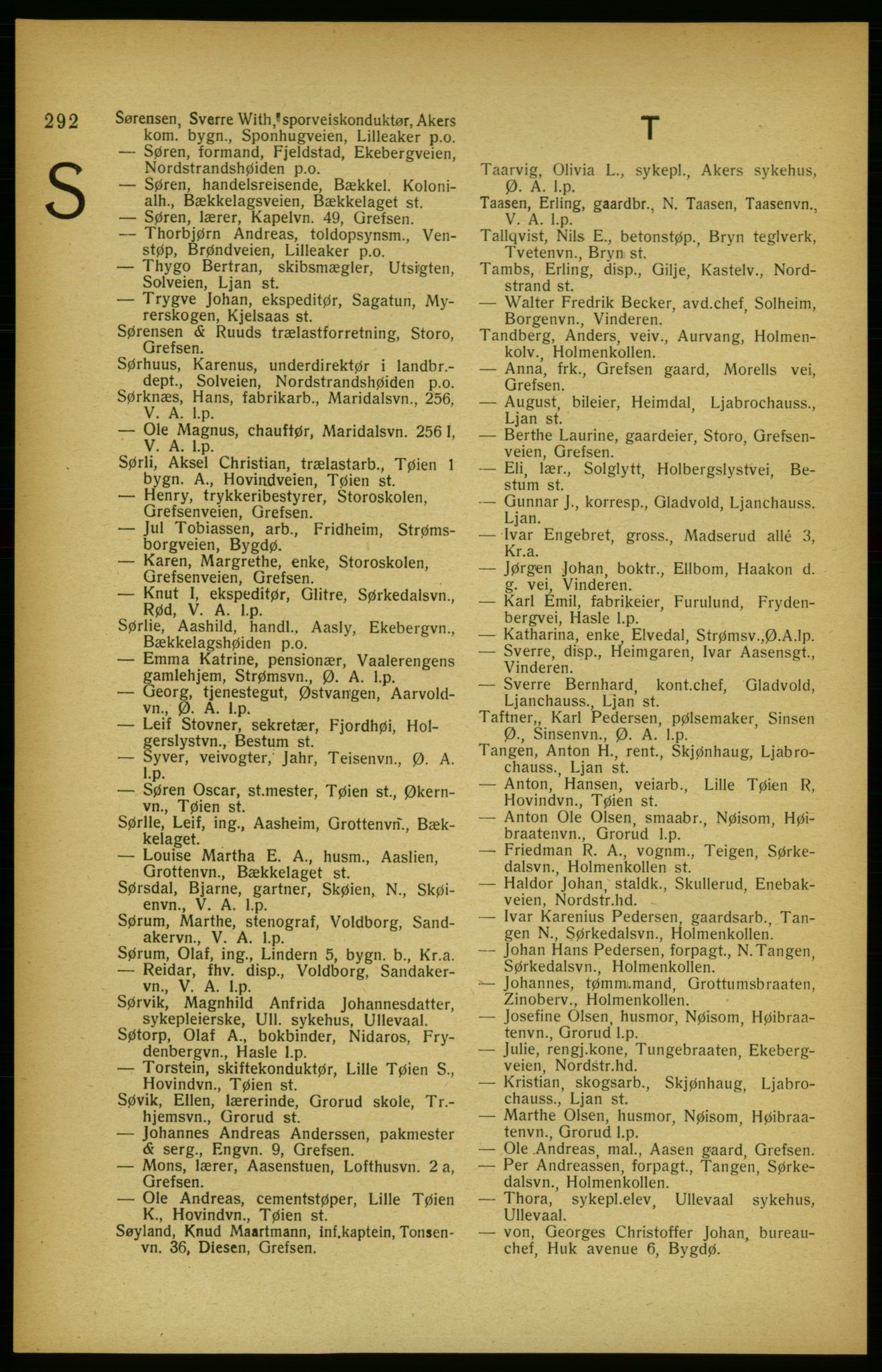 Aker adressebok/adressekalender, PUBL/001/A/002: Akers adressekalender, 1922, p. 292