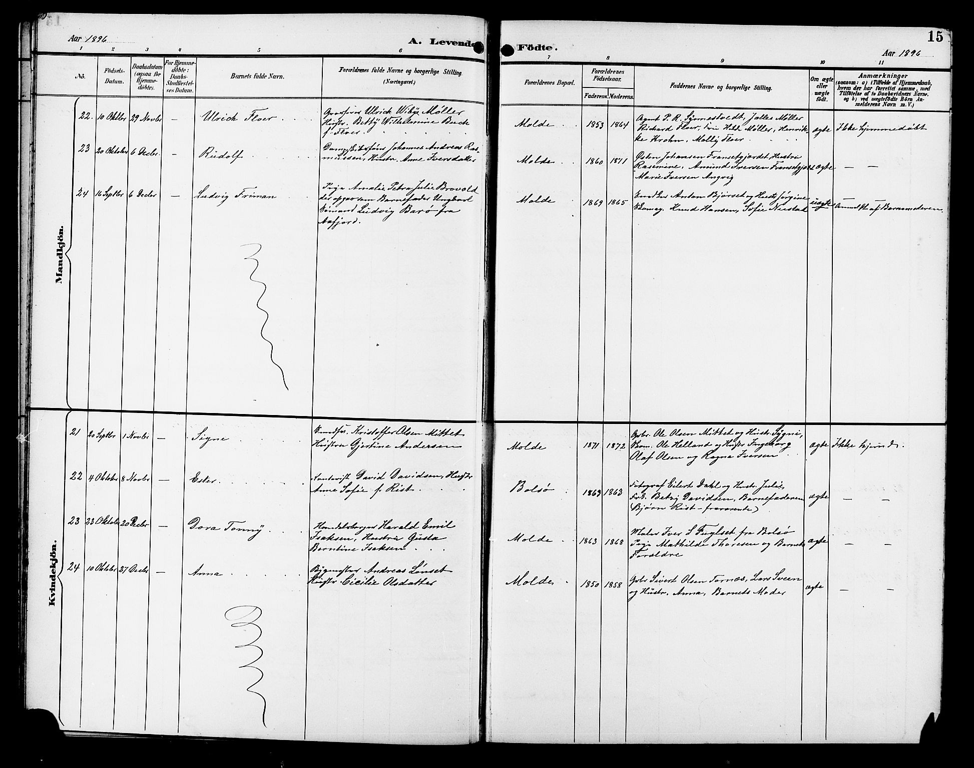 Ministerialprotokoller, klokkerbøker og fødselsregistre - Møre og Romsdal, AV/SAT-A-1454/558/L0702: Parish register (copy) no. 558C03, 1894-1915, p. 15