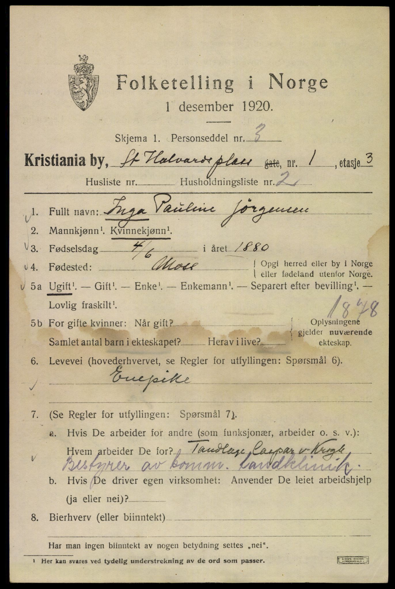 SAO, 1920 census for Kristiania, 1920, p. 534029