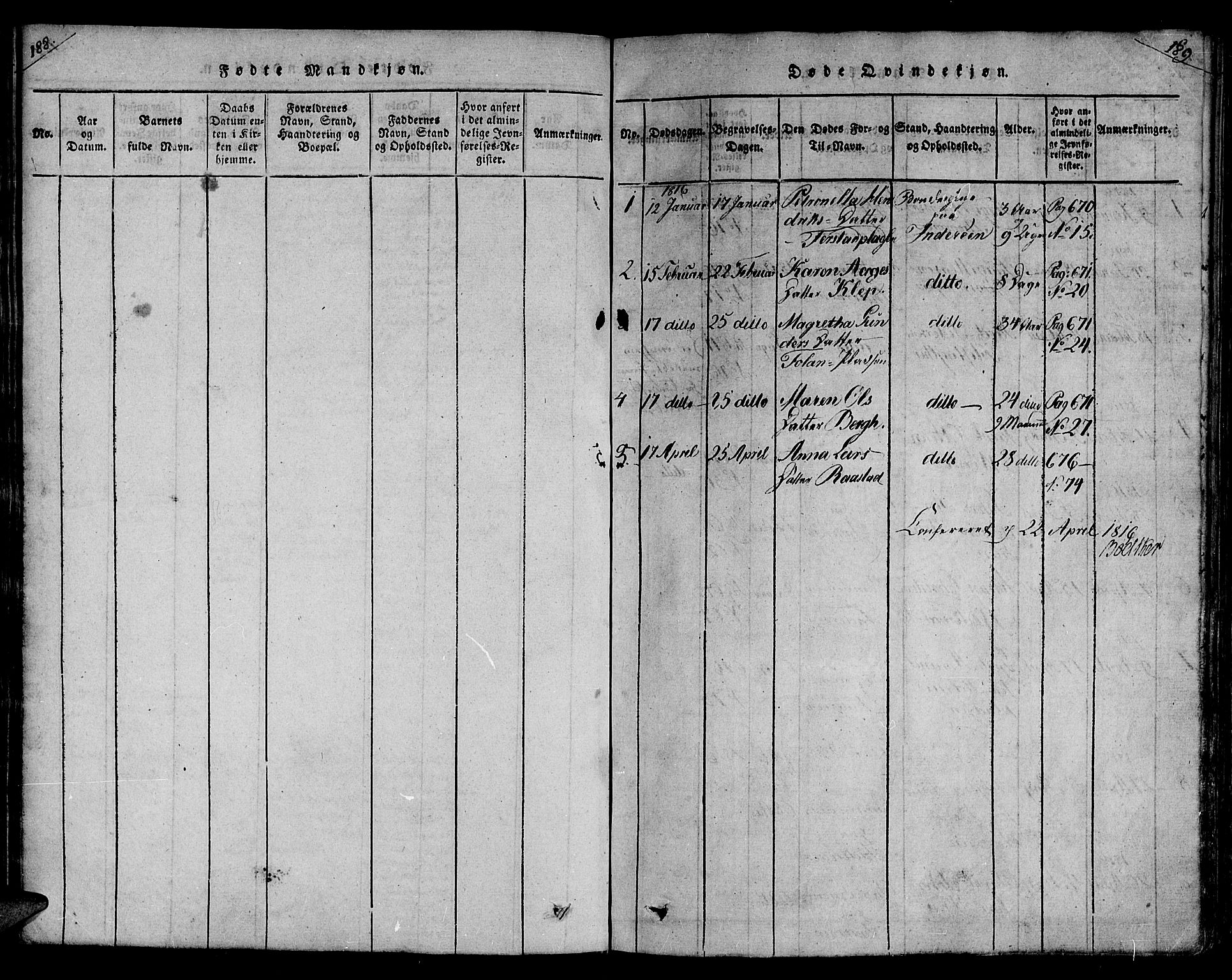 Ministerialprotokoller, klokkerbøker og fødselsregistre - Nord-Trøndelag, SAT/A-1458/730/L0275: Parish register (official) no. 730A04, 1816-1822, p. 188-189