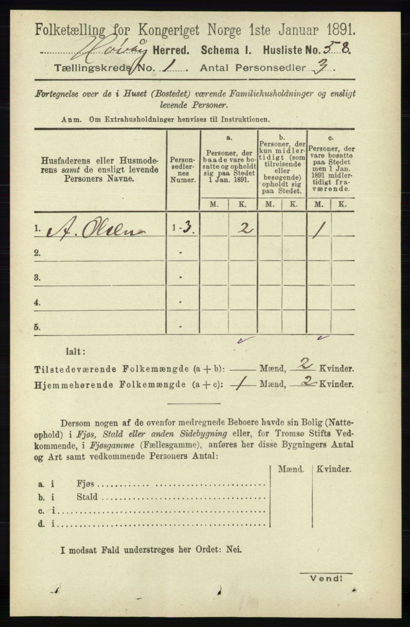 RA, 1891 census for 0927 Høvåg, 1891, p. 76