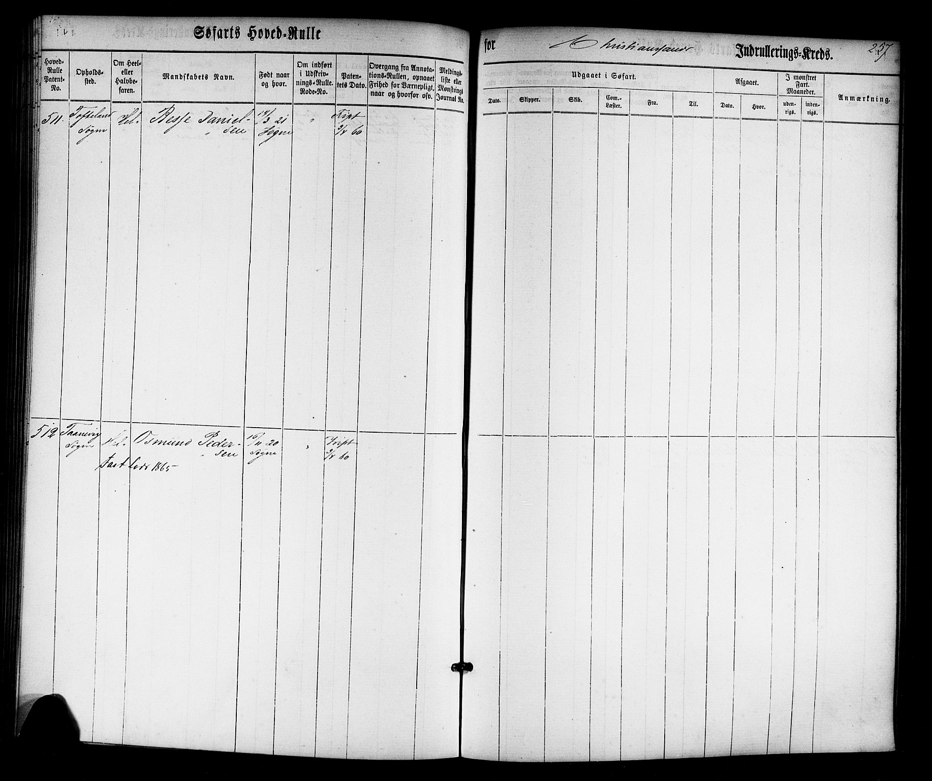 Kristiansand mønstringskrets, AV/SAK-2031-0015/F/Fb/L0022: Hovedrulle nr 1-766, dublett, J-1, 1860-1870, p. 259
