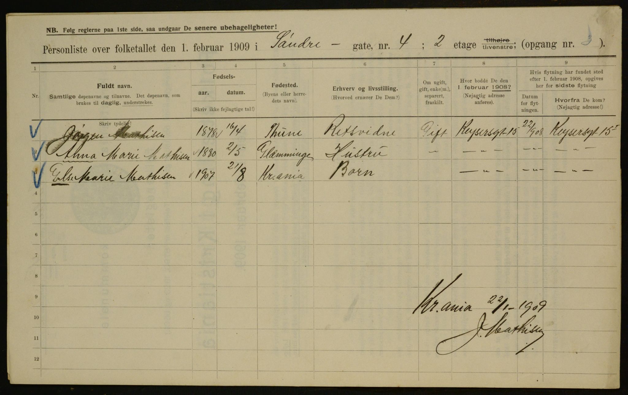 OBA, Municipal Census 1909 for Kristiania, 1909, p. 96341