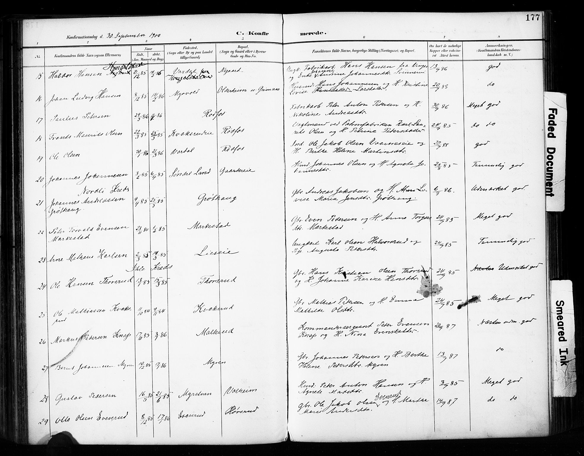 Vestre Toten prestekontor, AV/SAH-PREST-108/H/Ha/Haa/L0011: Parish register (official) no. 11, 1895-1906, p. 177