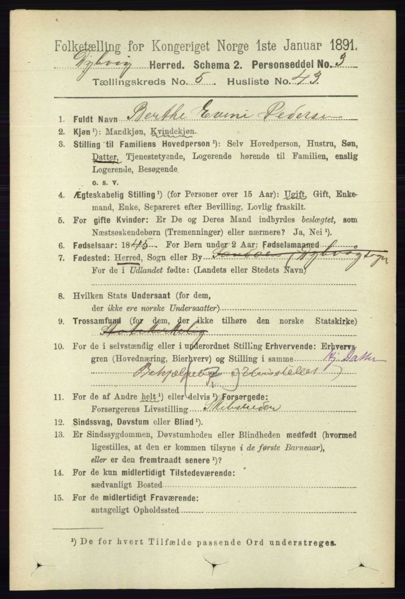 RA, 1891 census for 0915 Dypvåg, 1891, p. 1626