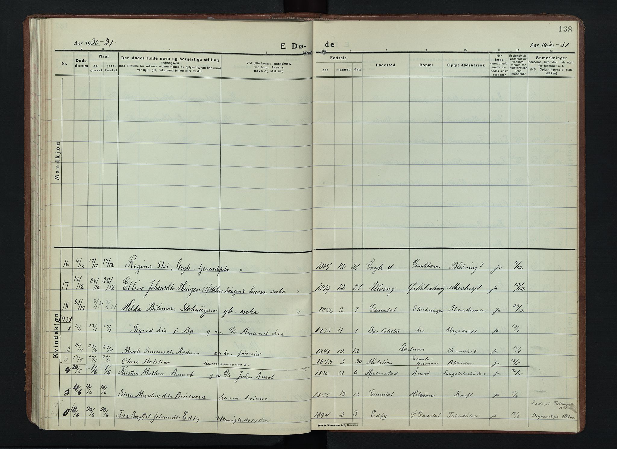 Østre Gausdal prestekontor, AV/SAH-PREST-092/H/Ha/Hab/L0006: Parish register (copy) no. 6, 1922-1945, p. 138