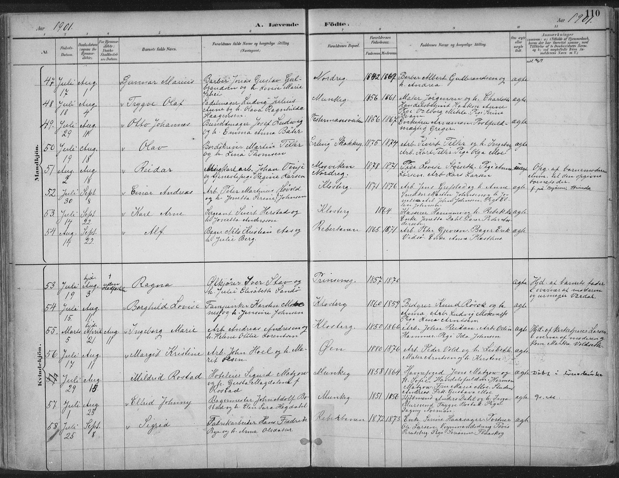 Ministerialprotokoller, klokkerbøker og fødselsregistre - Sør-Trøndelag, AV/SAT-A-1456/601/L0062: Parish register (official) no. 601A30, 1891-1911, p. 110