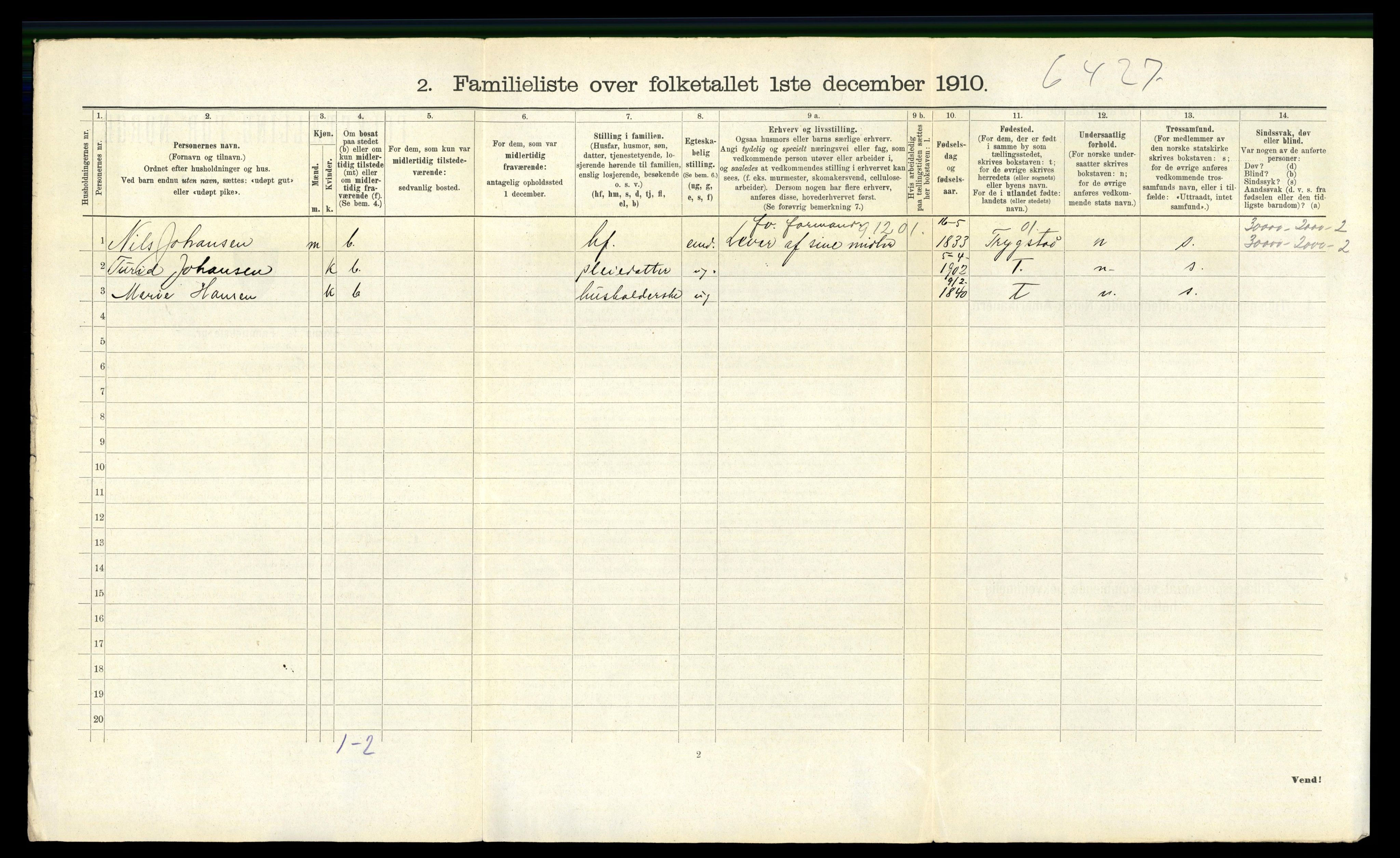 RA, 1910 census for Trondheim, 1910, p. 7346