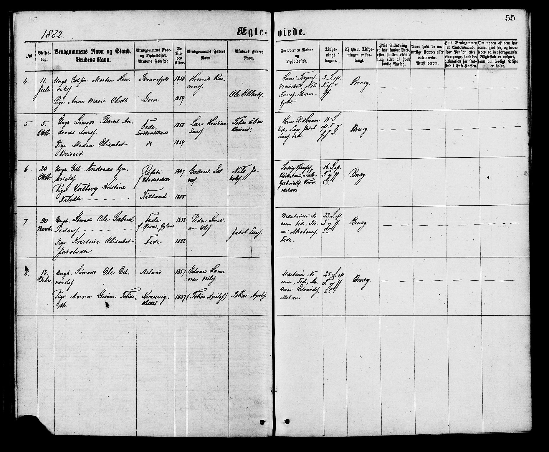 Kvinesdal sokneprestkontor, AV/SAK-1111-0026/F/Fa/Faa/L0003: Parish register (official) no. A 3, 1877-1882, p. 55