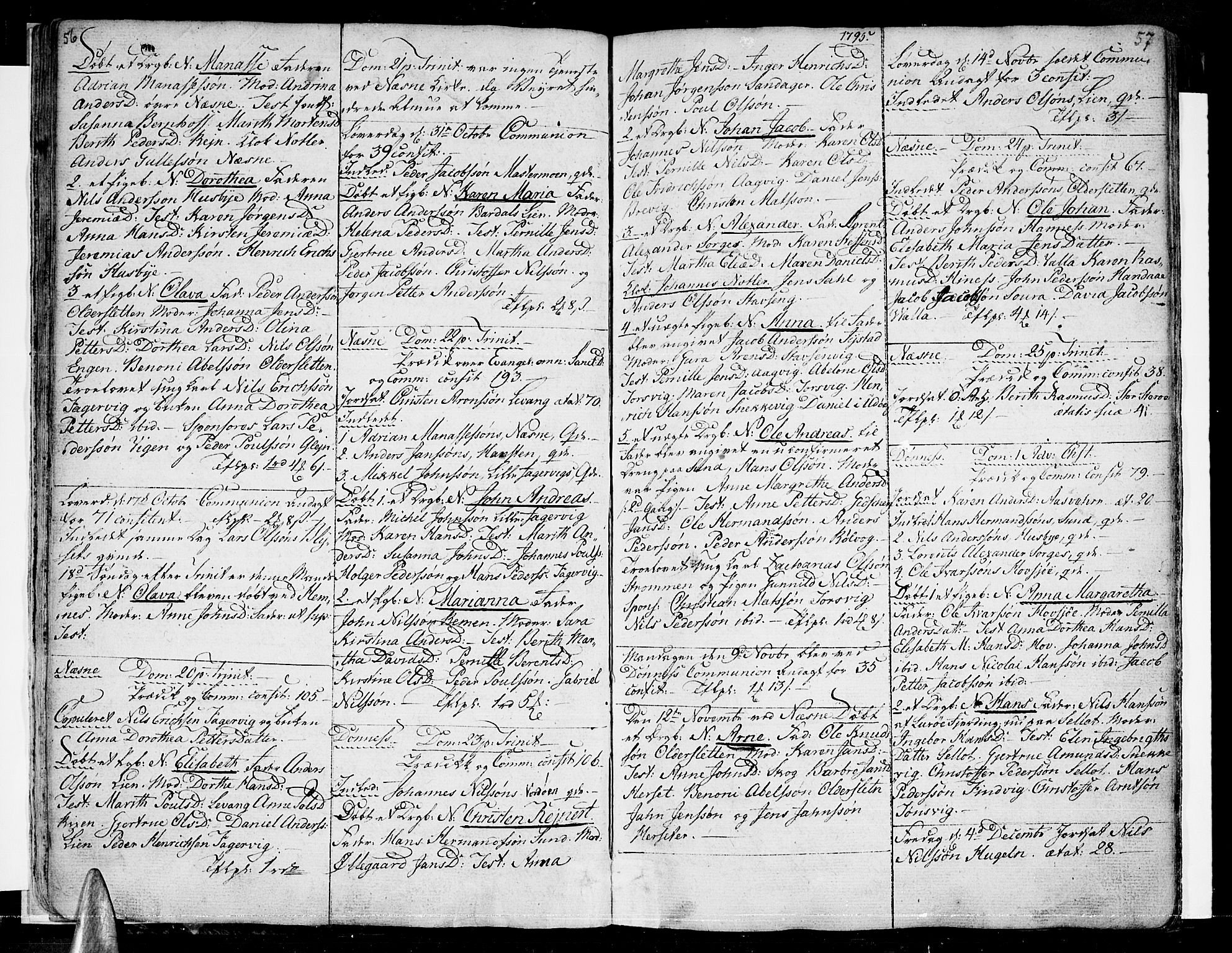 Ministerialprotokoller, klokkerbøker og fødselsregistre - Nordland, SAT/A-1459/838/L0545: Parish register (official) no. 838A04, 1791-1820, p. 56-57