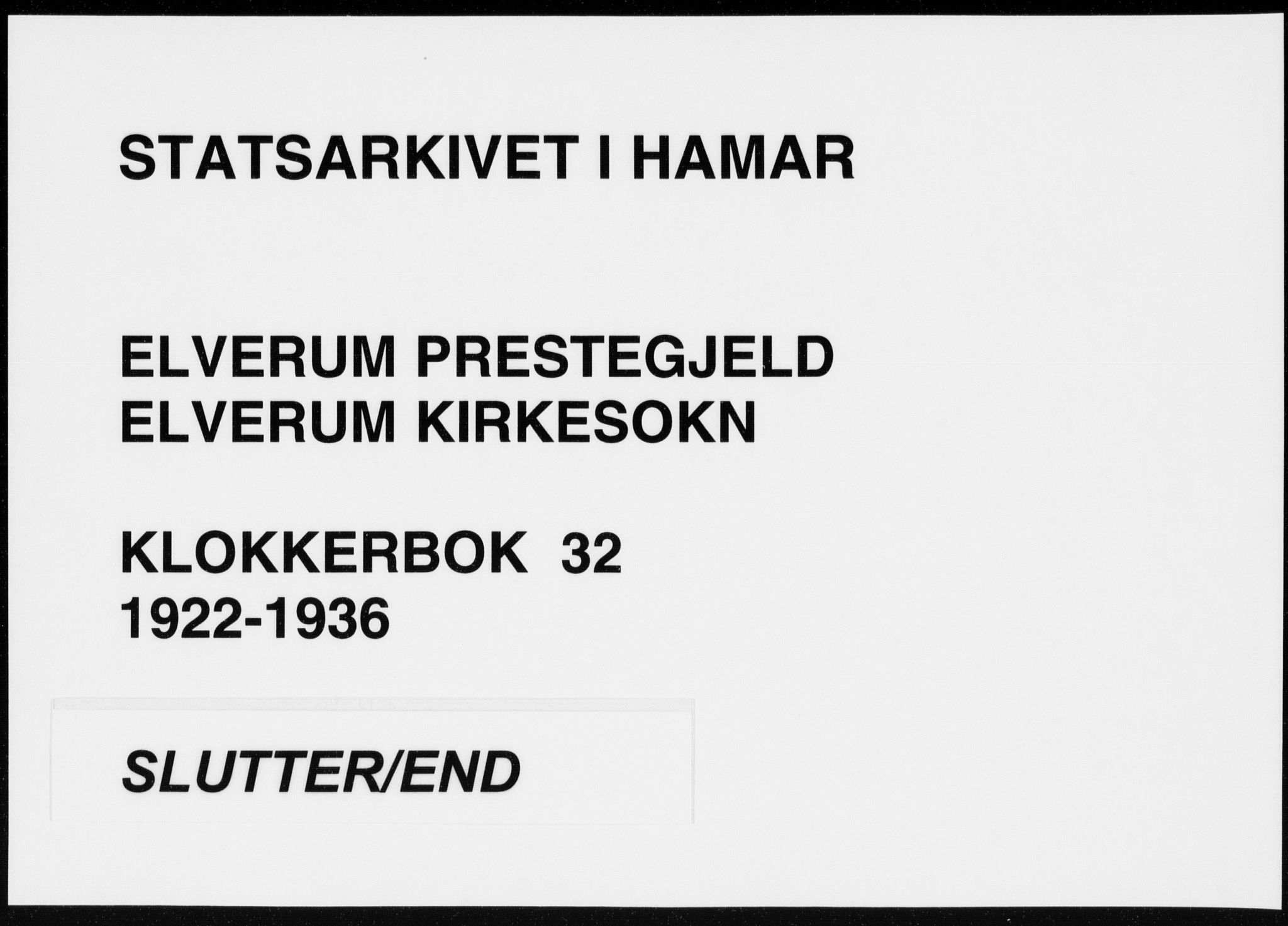 Elverum prestekontor, AV/SAH-PREST-044/H/Ha/Hab/L0032: Parish register (copy) no. 32, 1922-1936