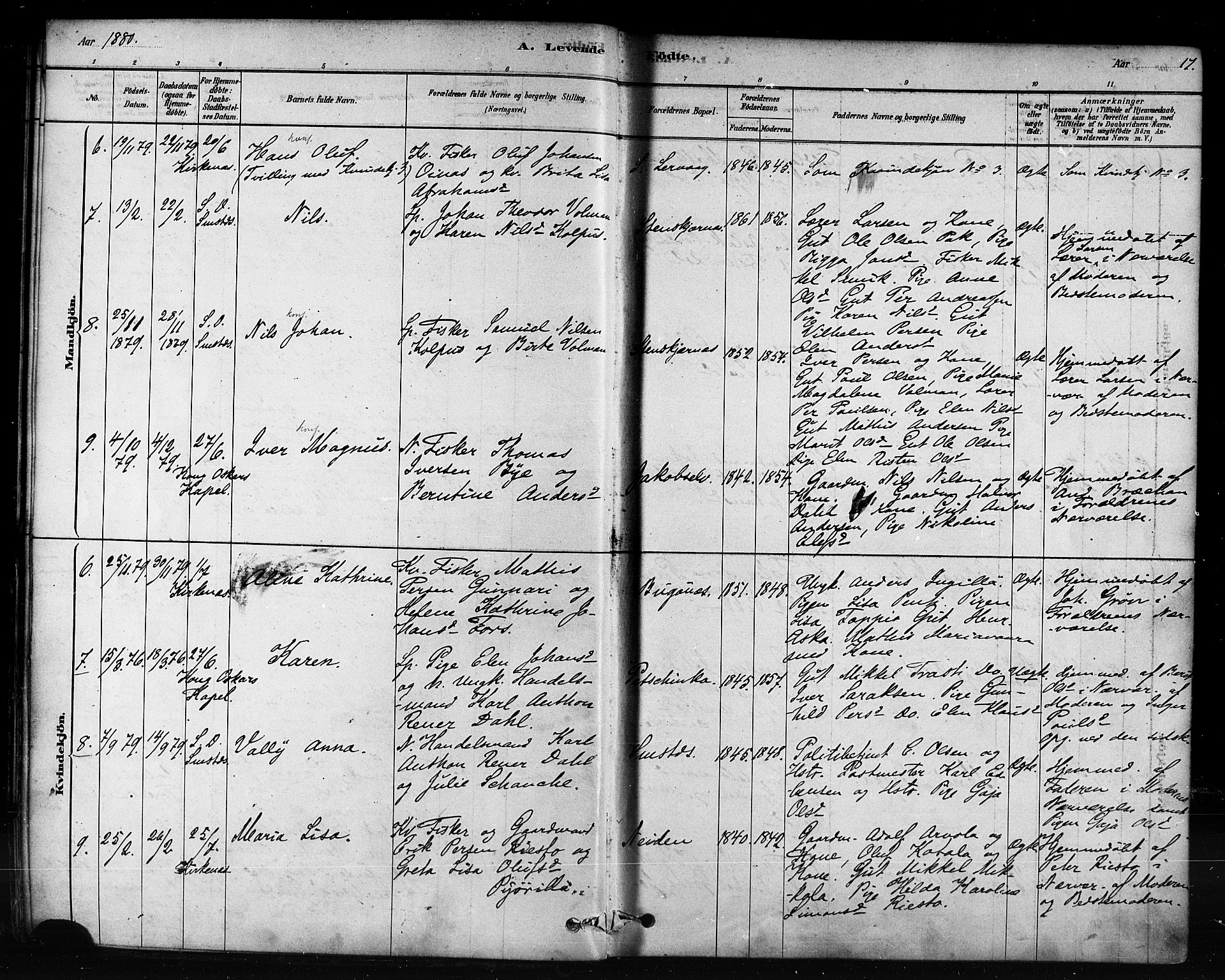 Sør-Varanger sokneprestkontor, AV/SATØ-S-1331/H/Ha/L0003kirke: Parish register (official) no. 3, 1878-1891, p. 17
