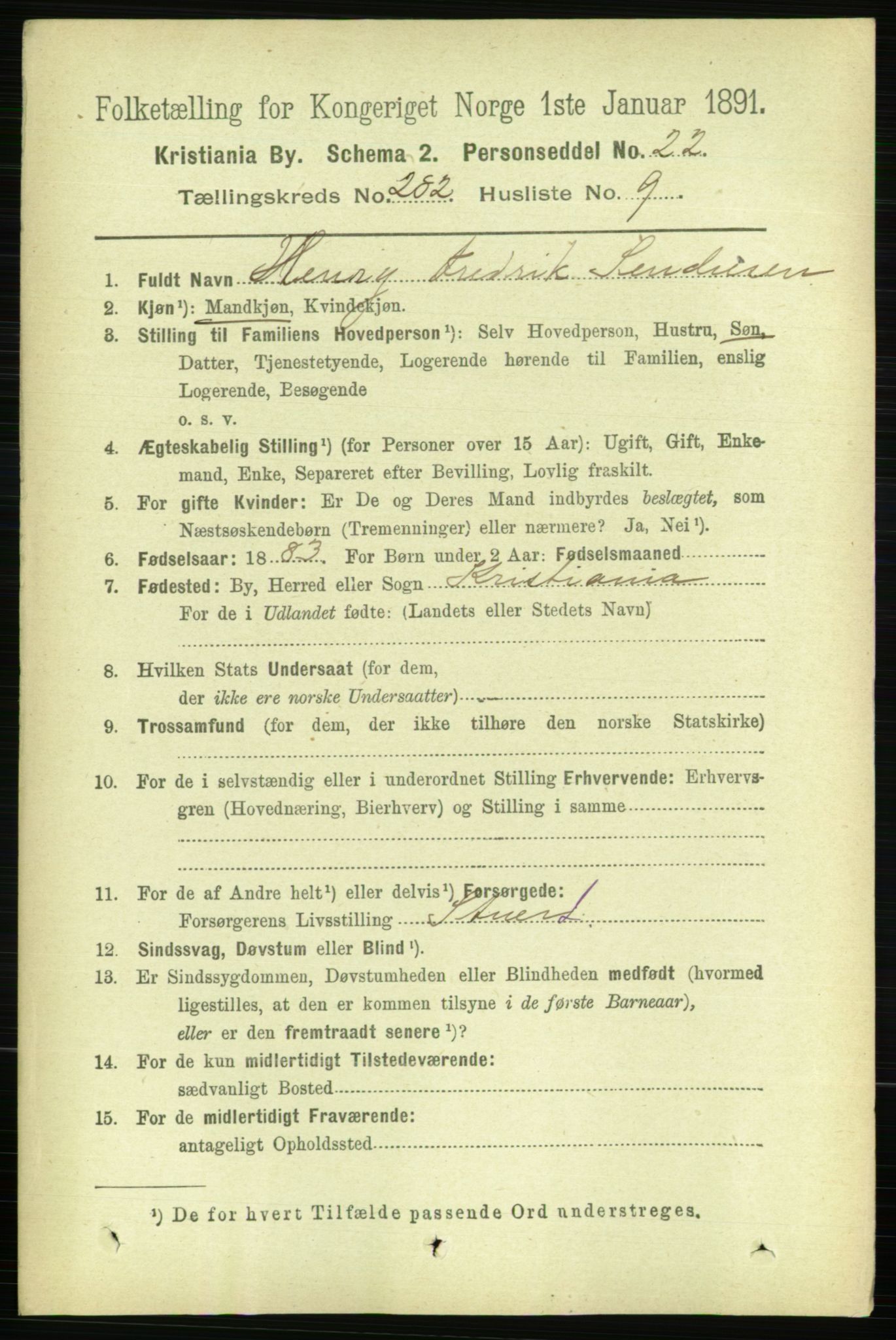 RA, 1891 census for 0301 Kristiania, 1891, p. 171866