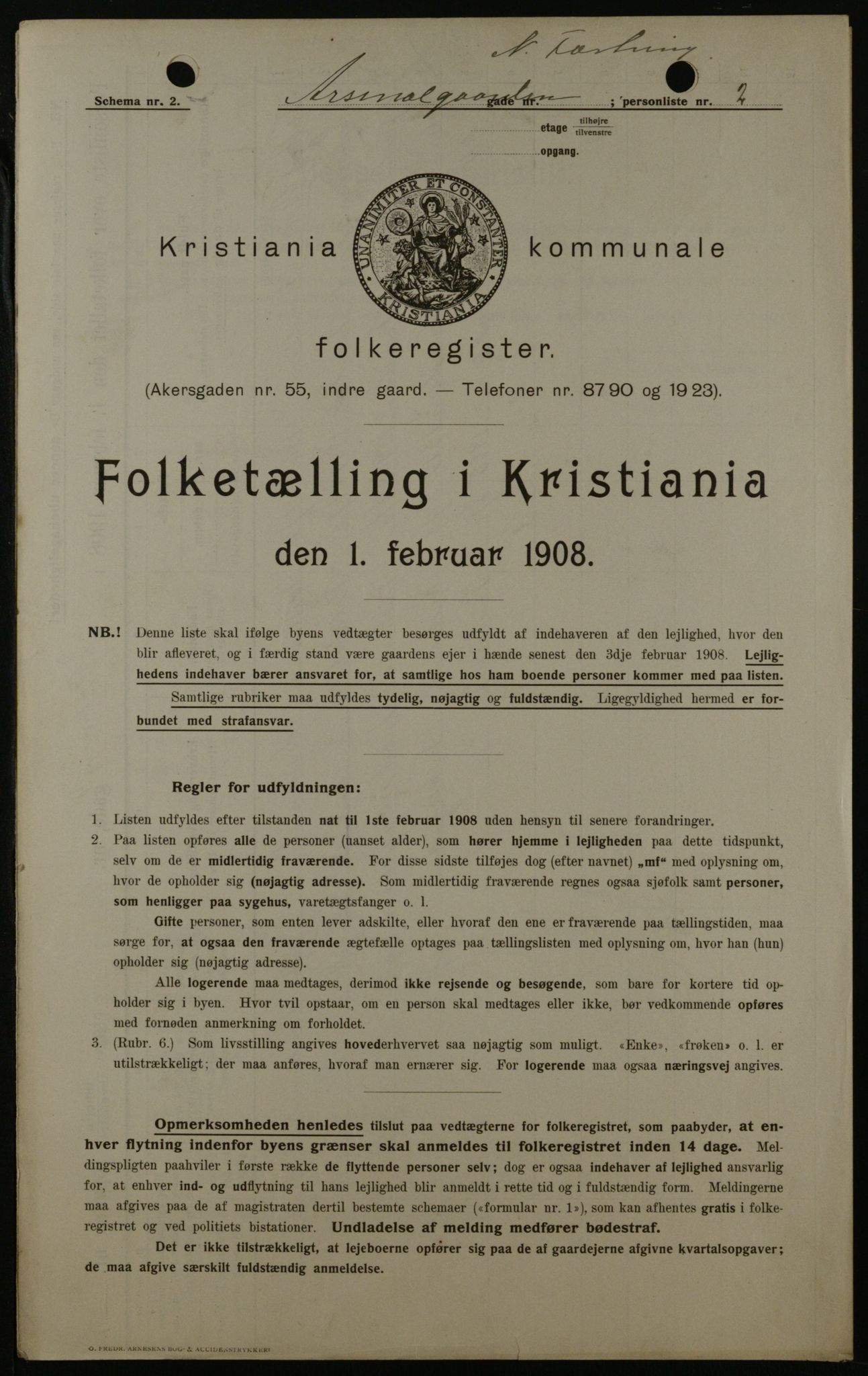 OBA, Municipal Census 1908 for Kristiania, 1908, p. 1004