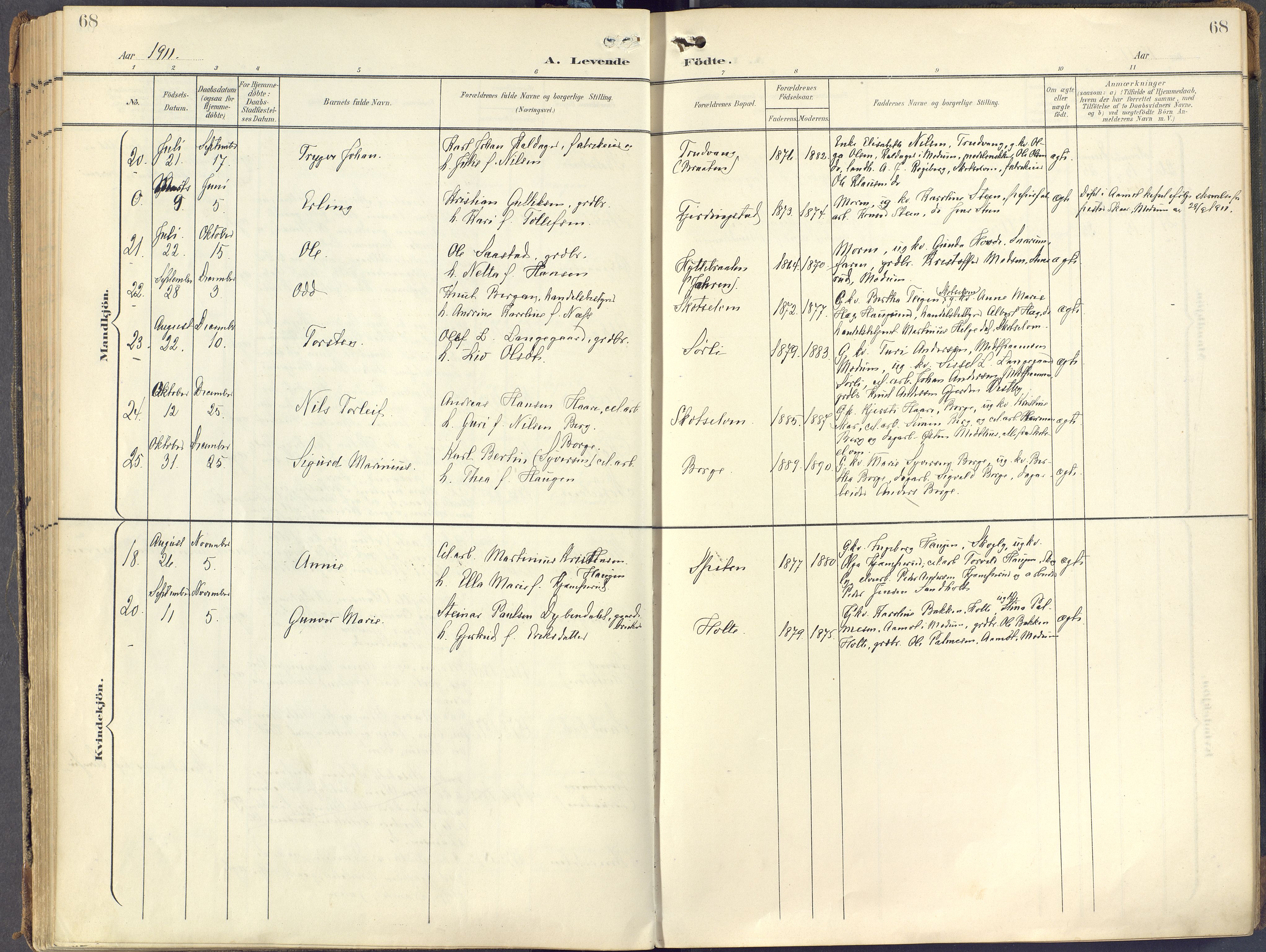 Eiker kirkebøker, AV/SAKO-A-4/F/Fc/L0004: Parish register (official) no. III 4, 1900-1919, p. 68
