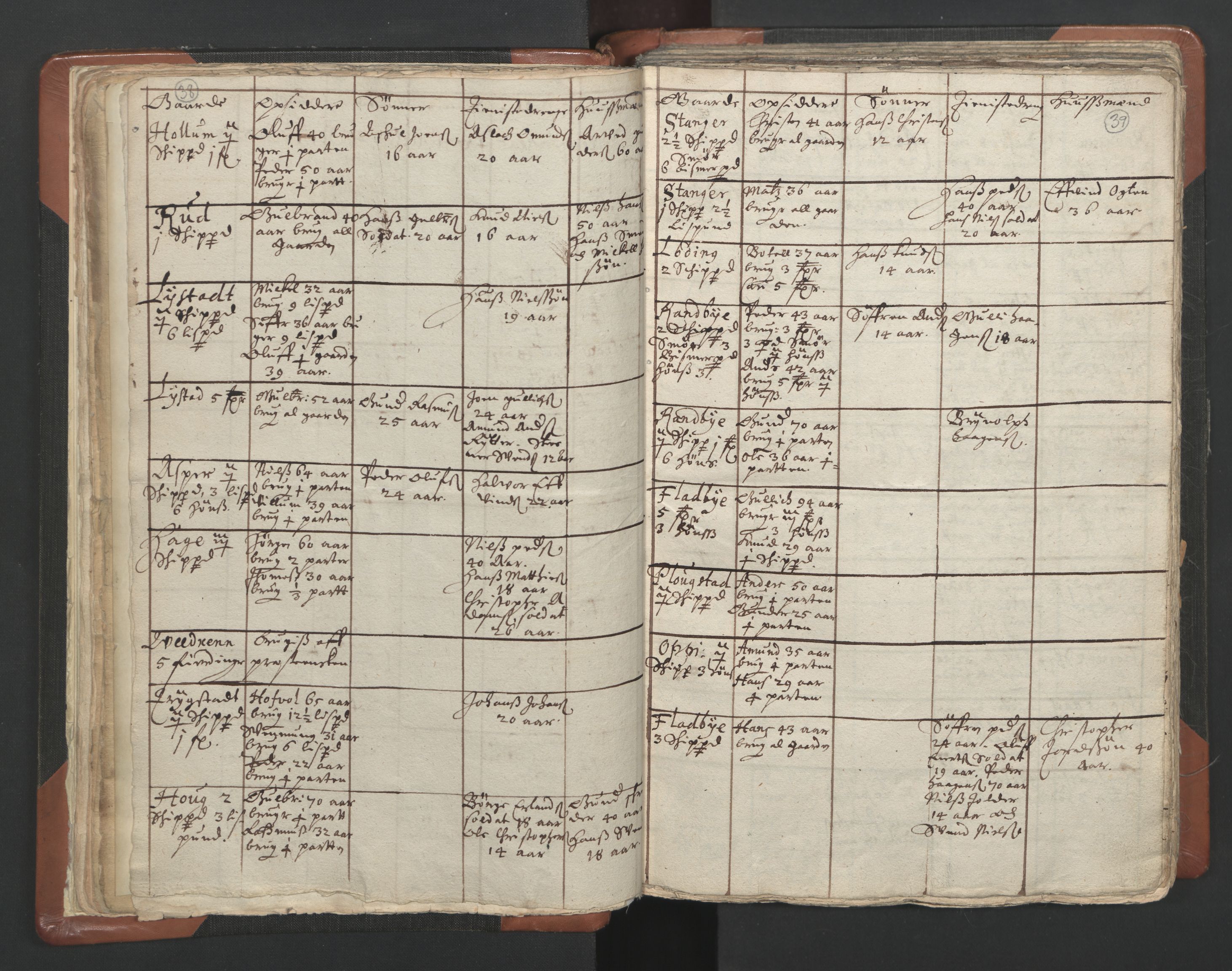RA, Vicar's Census 1664-1666, no. 4: Øvre Romerike deanery, 1664-1666, p. 38-39