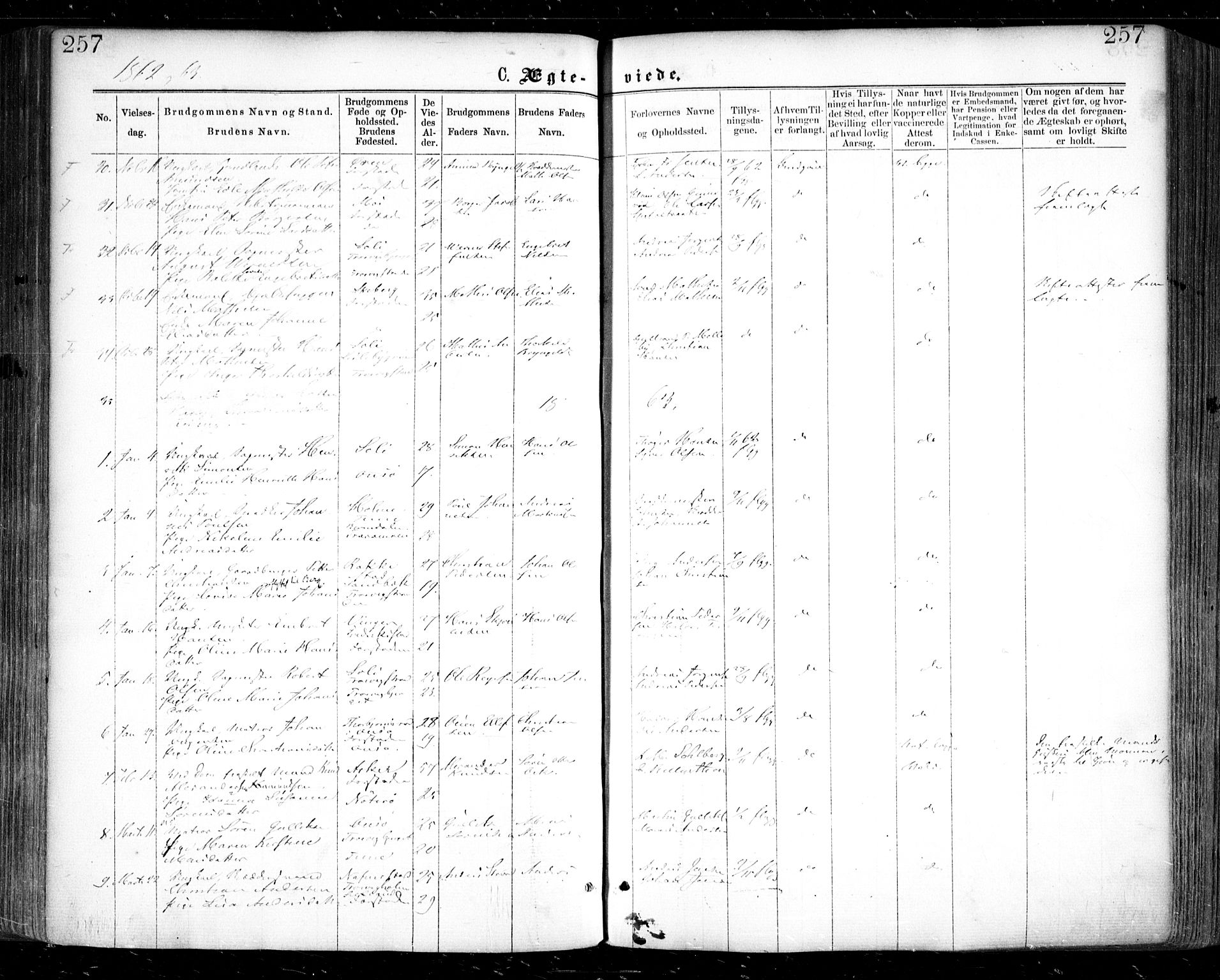 Glemmen prestekontor Kirkebøker, SAO/A-10908/F/Fa/L0008: Parish register (official) no. 8, 1862-1871, p. 257