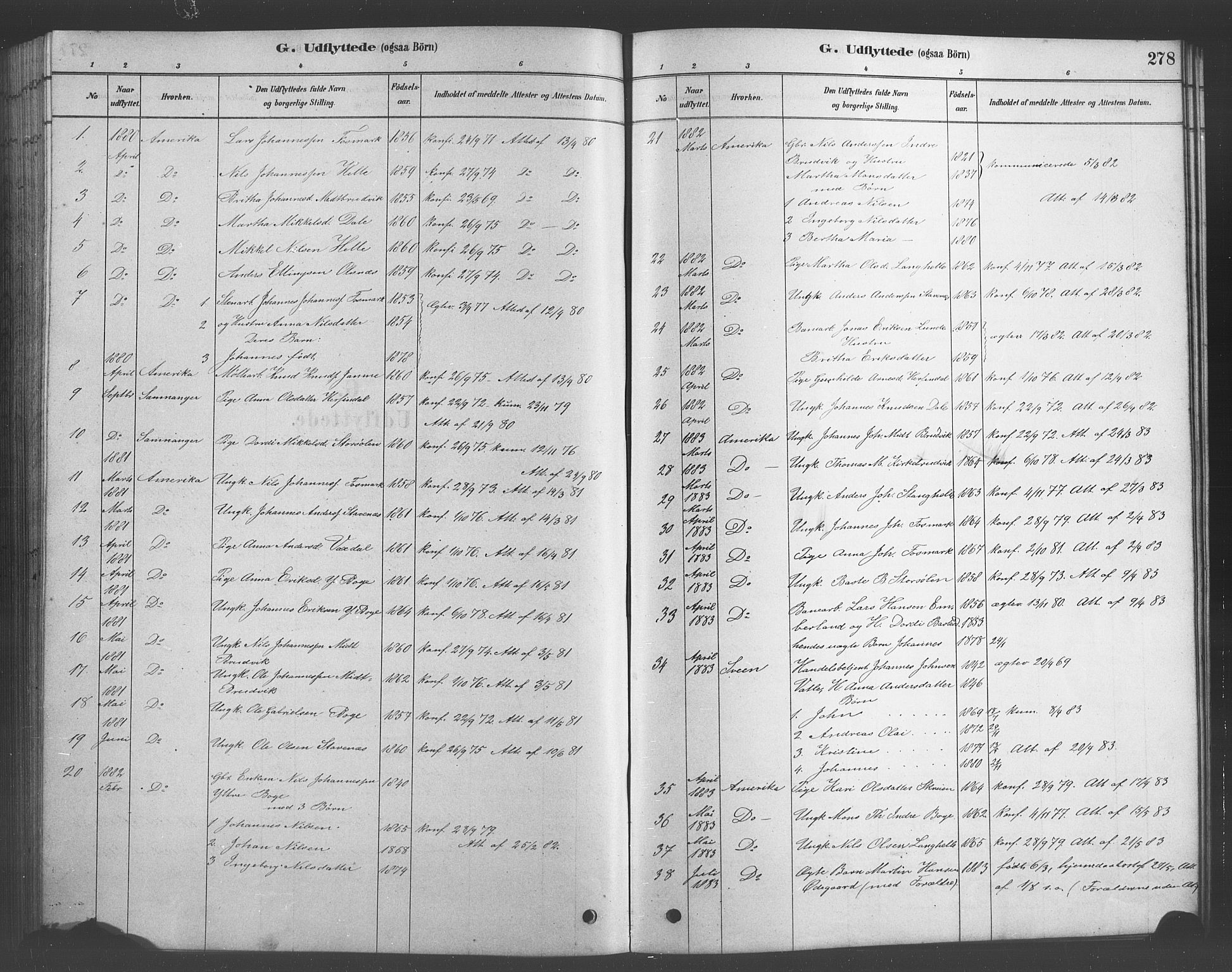 Bruvik Sokneprestembete, SAB/A-74701/H/Hab: Parish register (copy) no. A 1, 1878-1907, p. 278