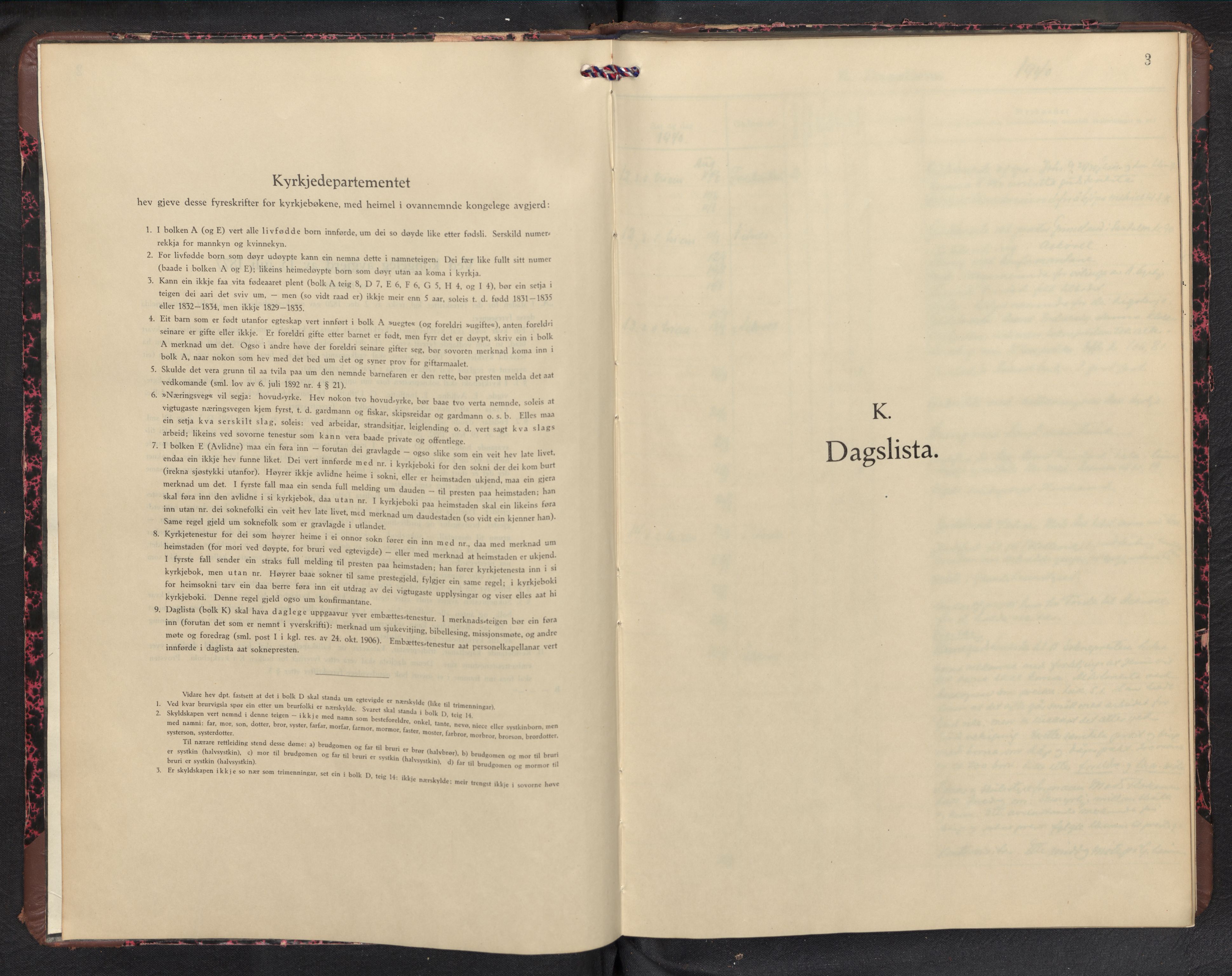 Askvoll sokneprestembete, SAB/A-79501/H/Haa/Haad/L0004: Diary records no. D 4, 1940-1961, p. 2b-3a