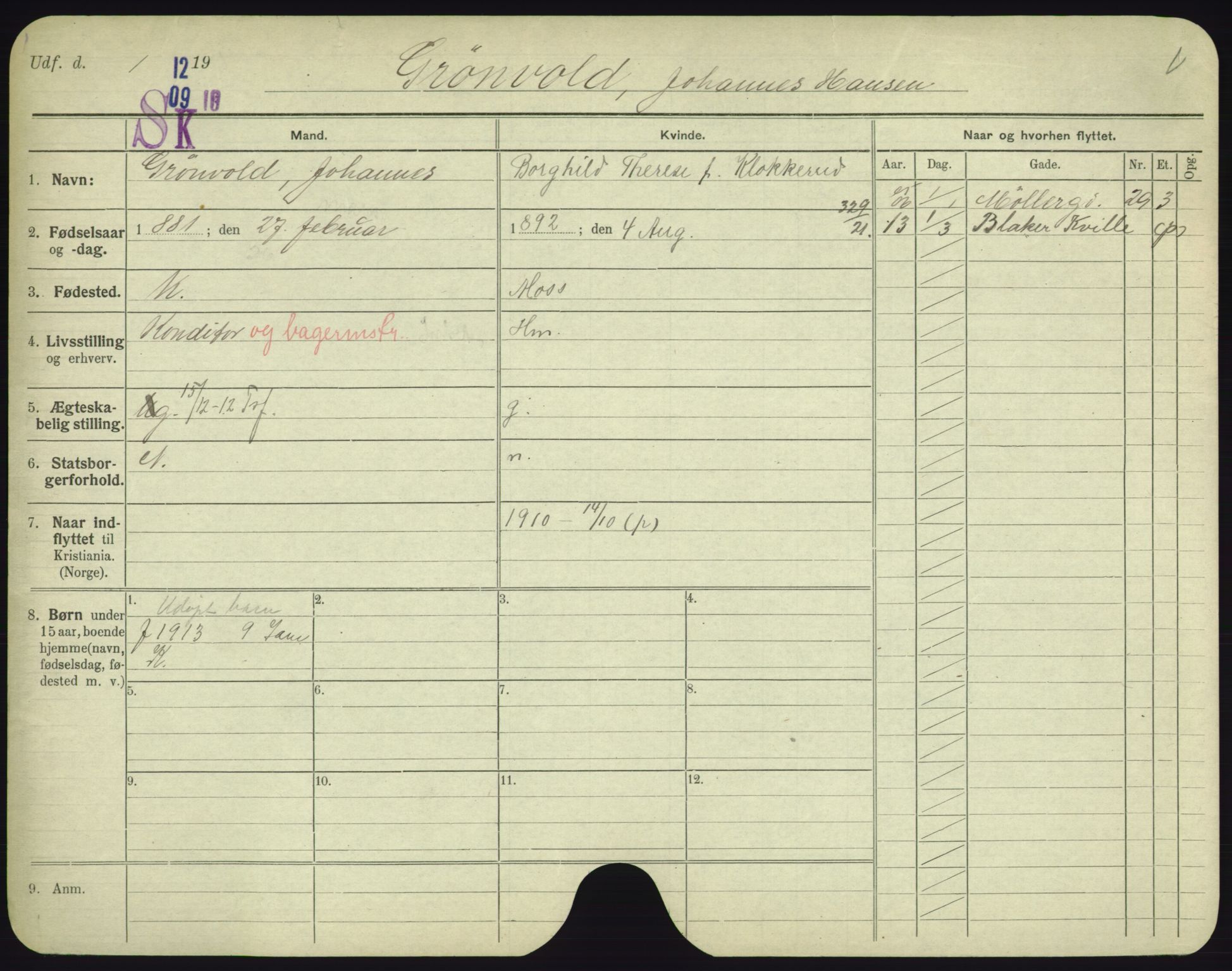 Oslo folkeregister, Registerkort, AV/SAO-A-11715/F/Fa/Fac/L0003: Menn, 1906-1914, p. 674a