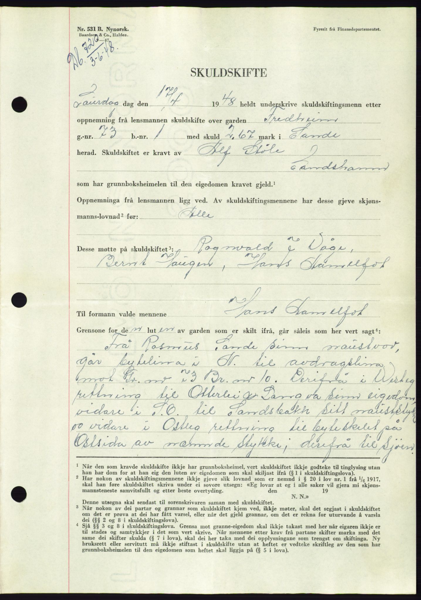 Søre Sunnmøre sorenskriveri, AV/SAT-A-4122/1/2/2C/L0082: Mortgage book no. 8A, 1948-1948, Diary no: : 720/1948