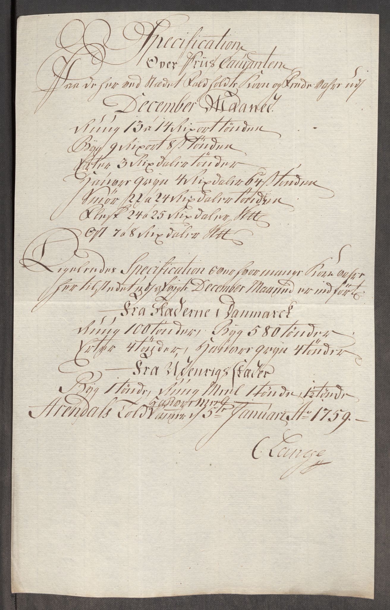 Rentekammeret inntil 1814, Realistisk ordnet avdeling, AV/RA-EA-4070/Oe/L0006: [Ø1]: Priskuranter, 1758-1760, p. 265