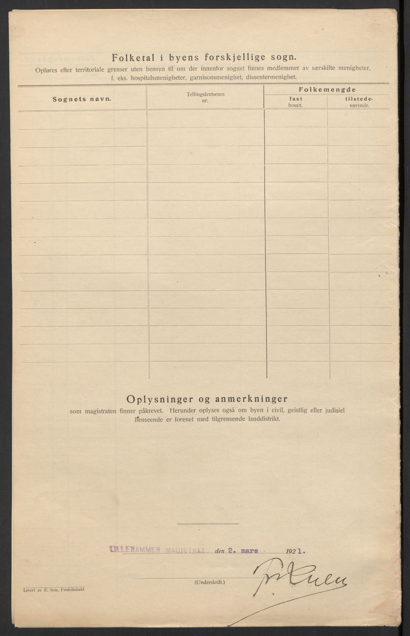 SAH, 1920 census for Lillehammer, 1920, p. 5