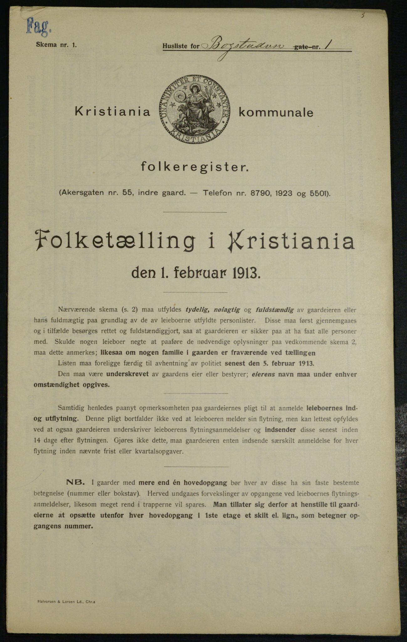 OBA, Municipal Census 1913 for Kristiania, 1913, p. 6648