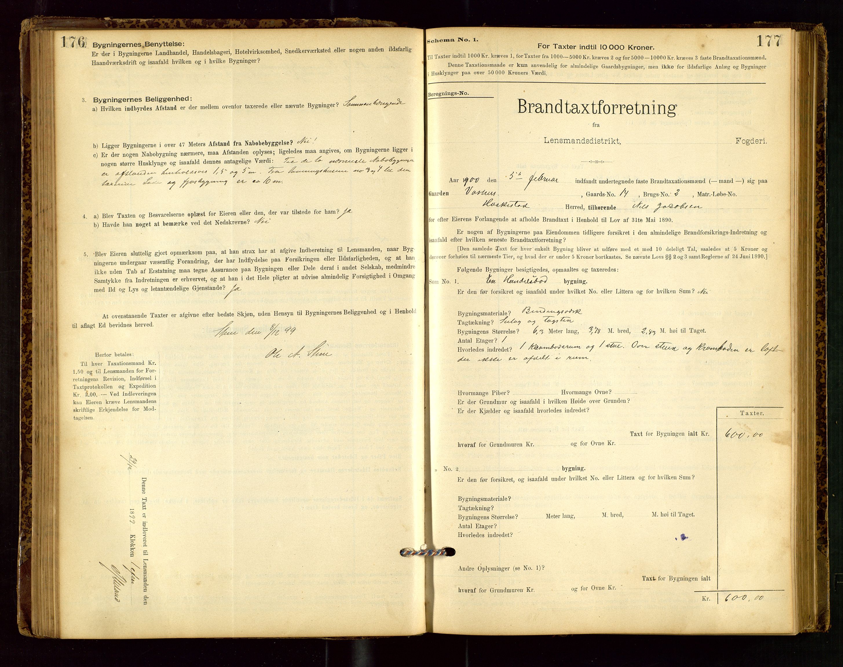 Heskestad lensmannskontor, SAST/A-100304/Gob/L0001: "Brandtaxationsprotokol", 1894-1915, p. 176-177